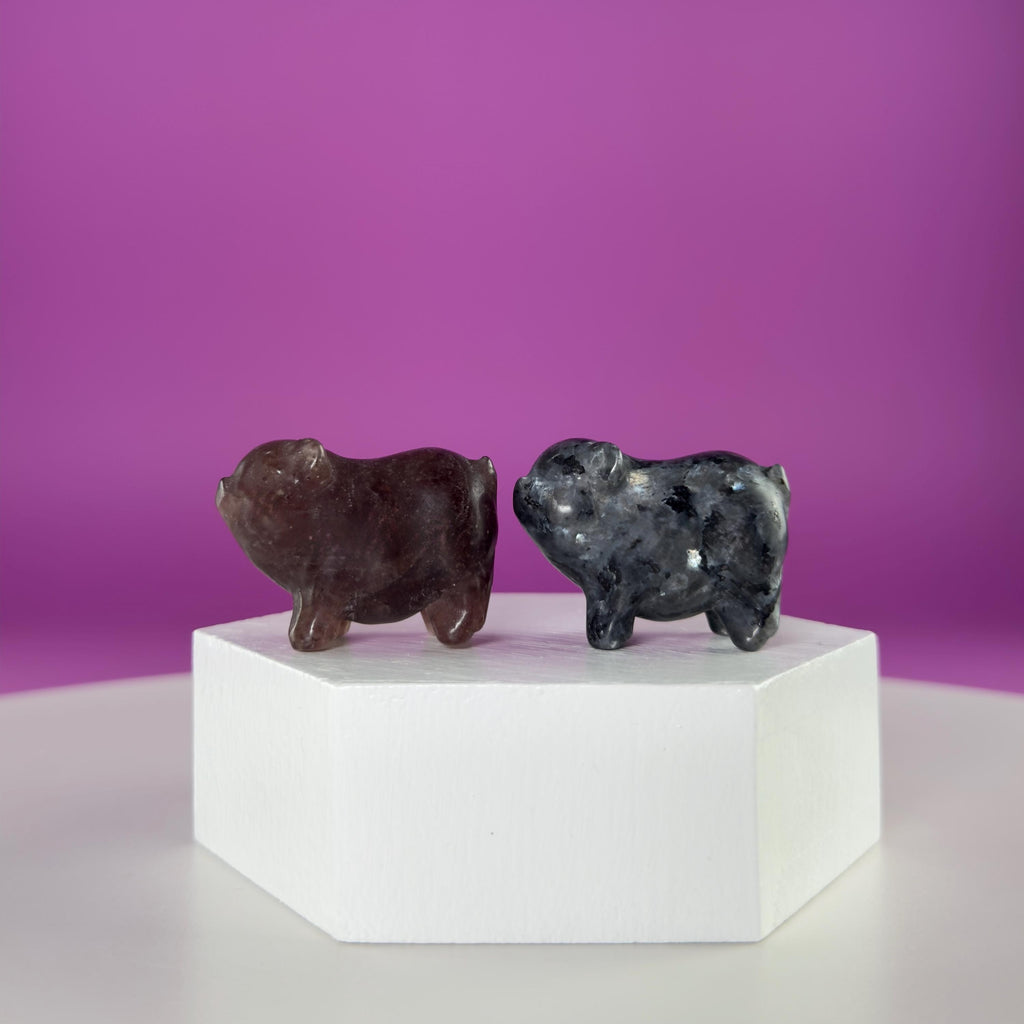 Mini Crystal Pig Carving – Gemstone Animal Figurine