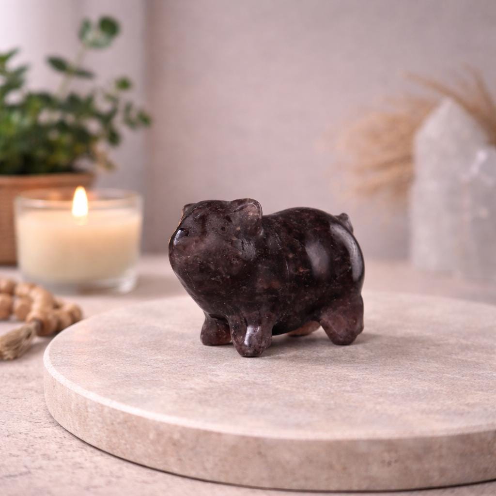 Mini Crystal Pig Carving – Gemstone Animal Figurine