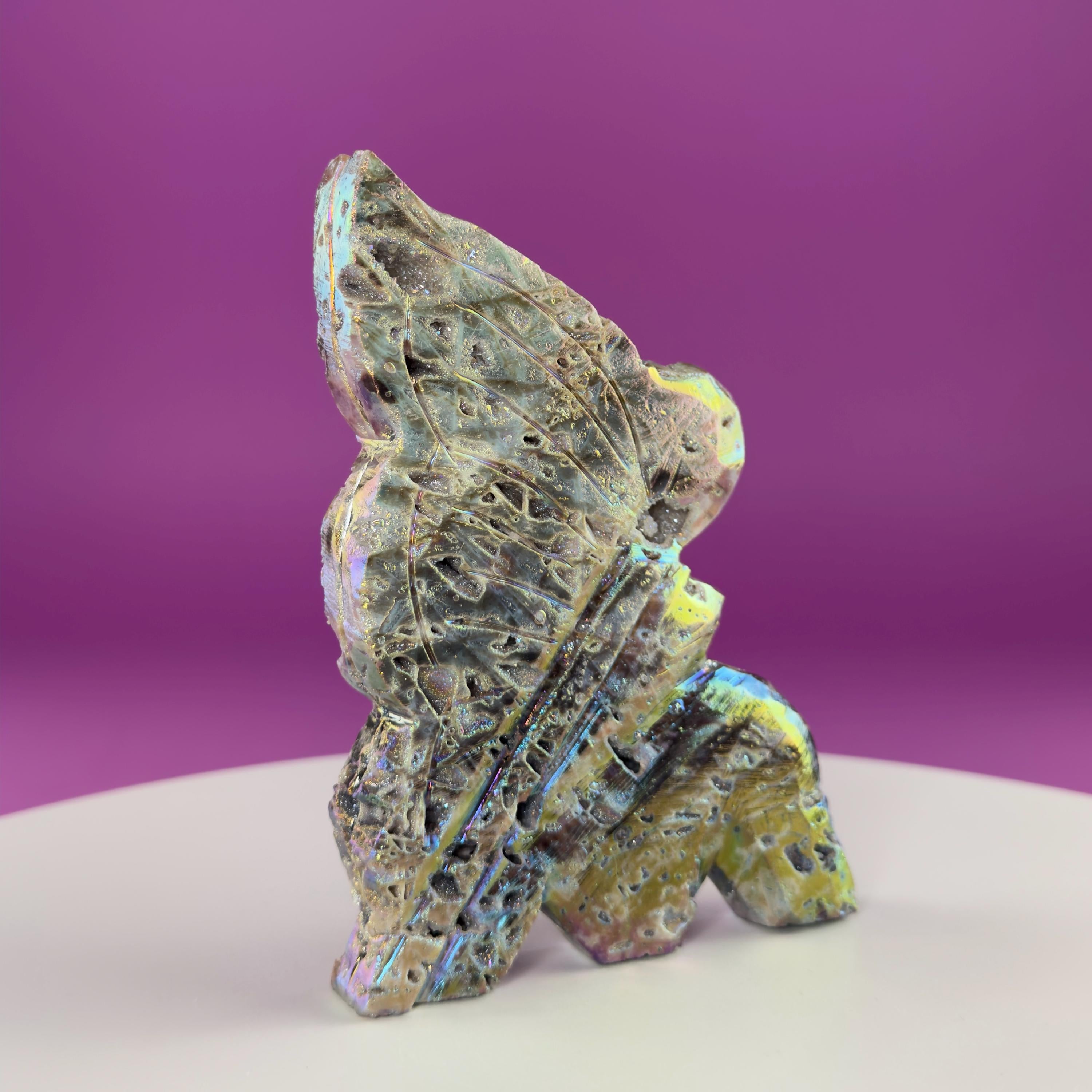 Aura Sphalerite Fairy Carving – Iridescent Crystal Figurine