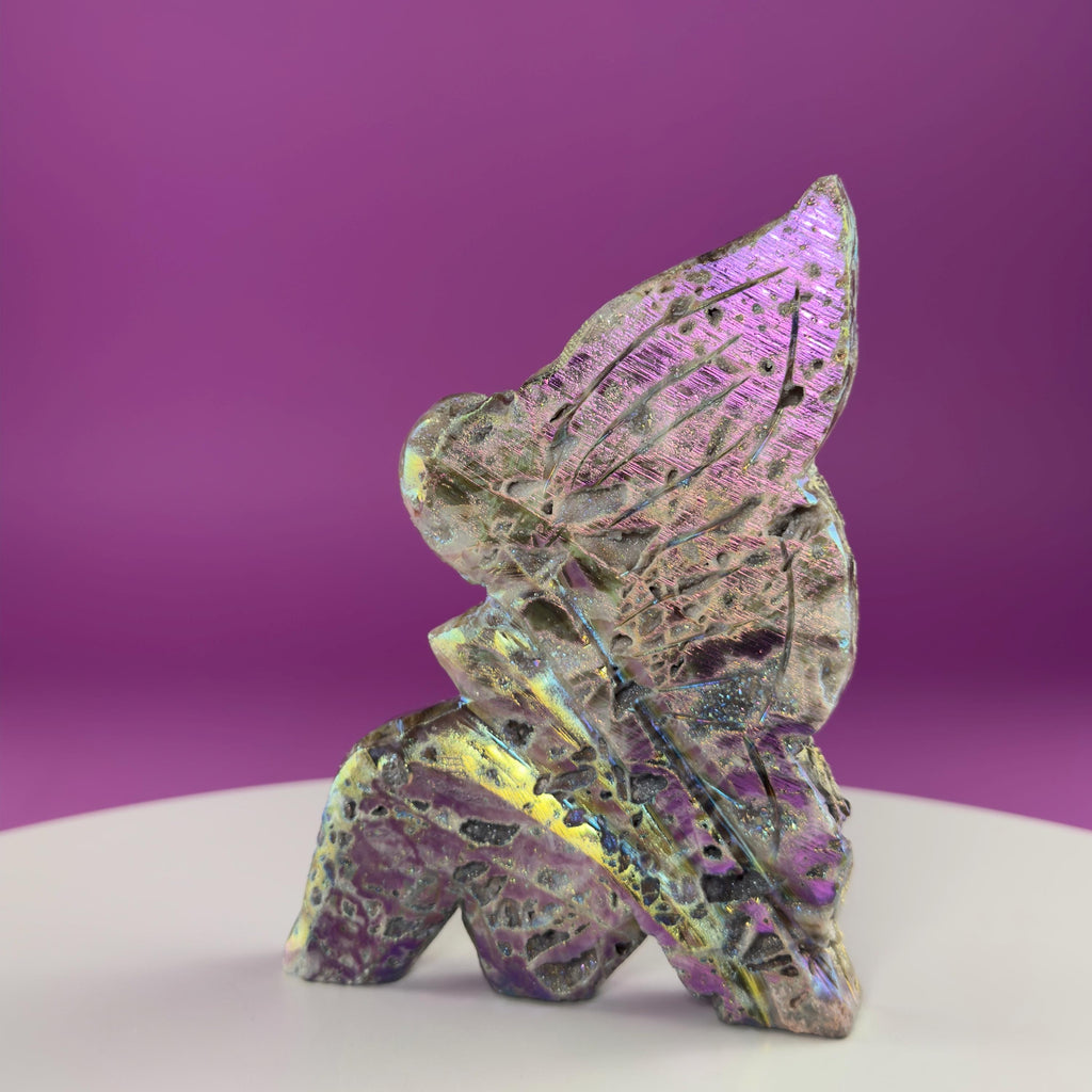 Aura Sphalerite Fairy Carving – Iridescent Crystal Figurine