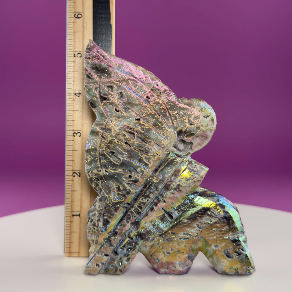 Aura Sphalerite Fairy Carving – Iridescent Crystal Figurine