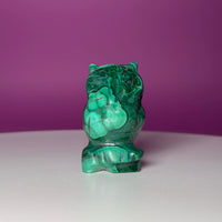 Malachite Owl Carving – Polished Green Crystal Owl Statue for Wisdom