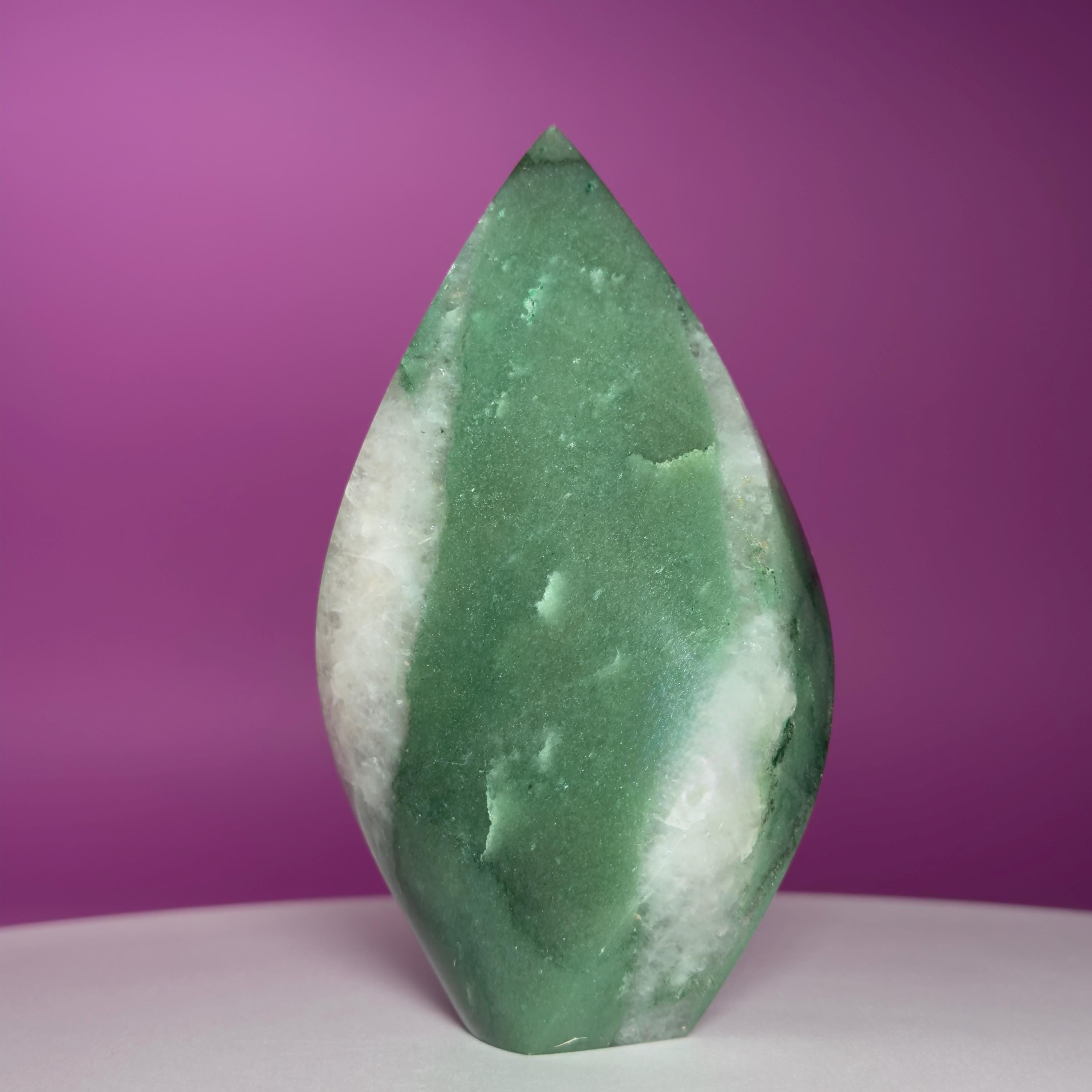 Brazilian Green Aventurine Flame – Prosperity Luck Crystal Display
