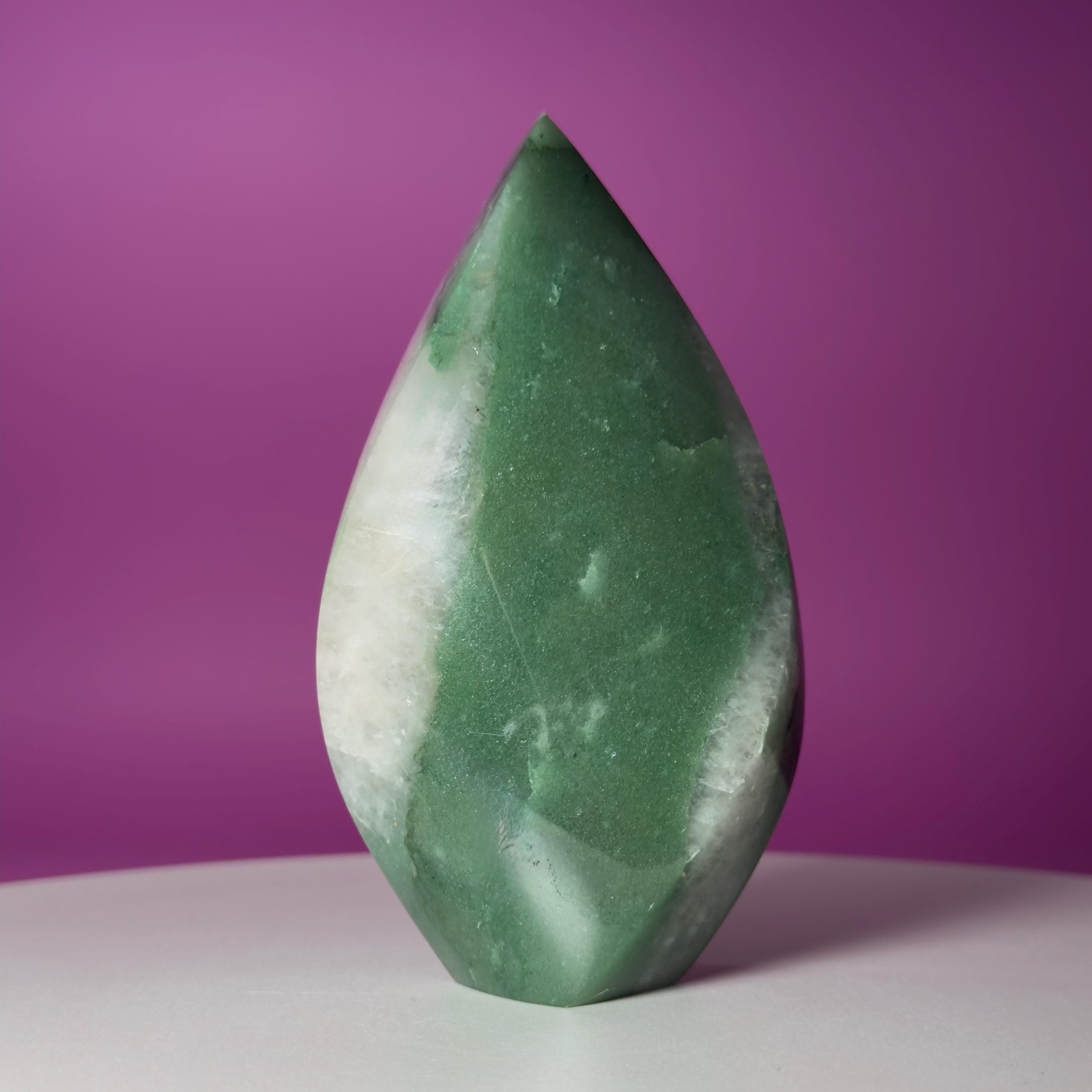 Brazilian Green Aventurine Flame – Prosperity Luck Crystal Display