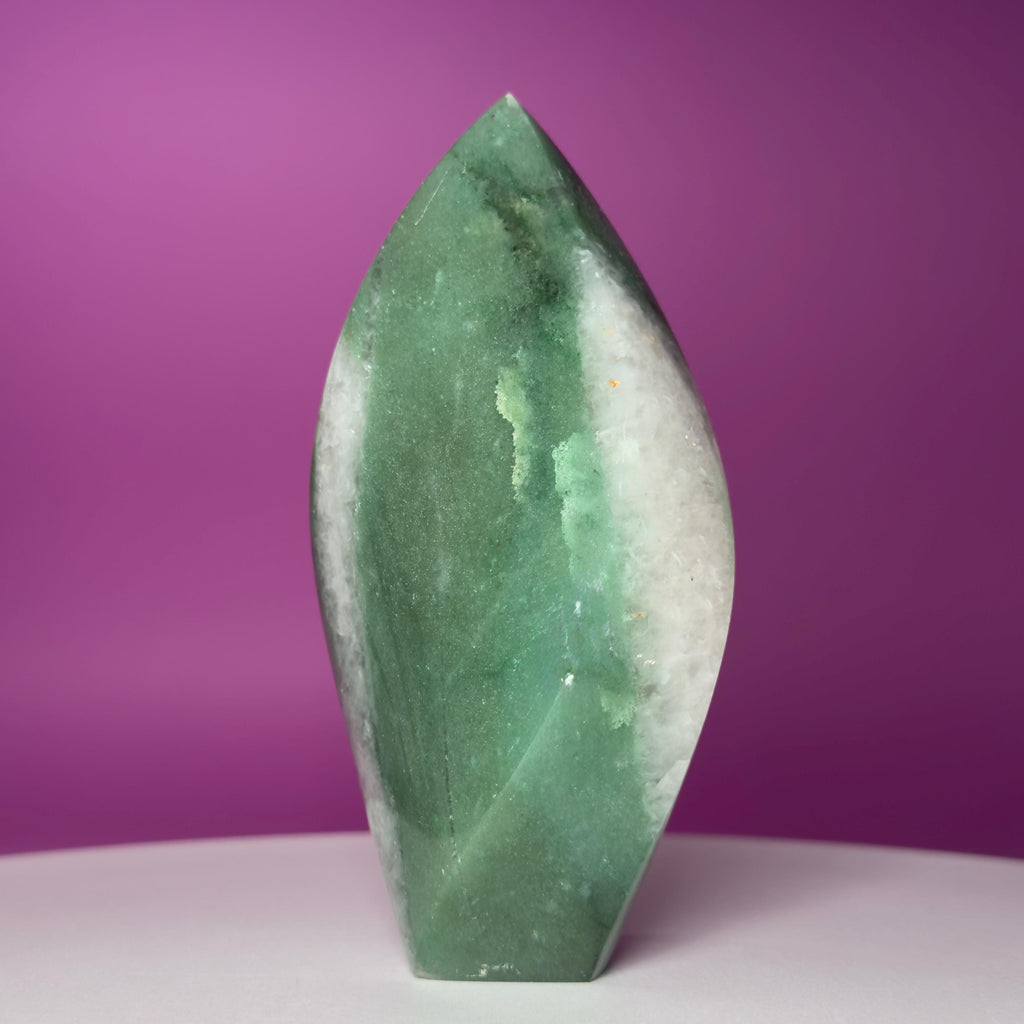 Brazilian Green Aventurine Flame – Prosperity Luck Crystal Display