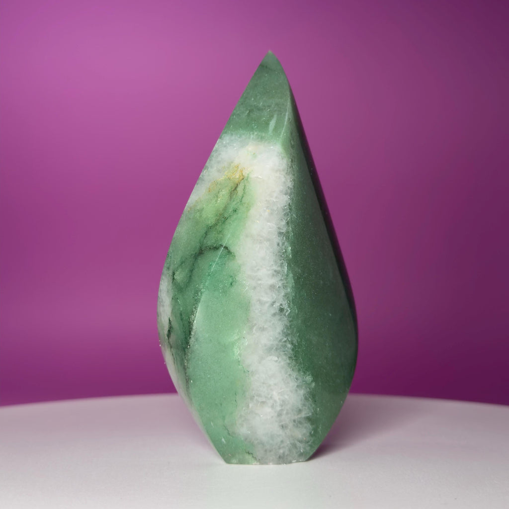 Brazilian Green Aventurine Flame – Prosperity Luck Crystal Display