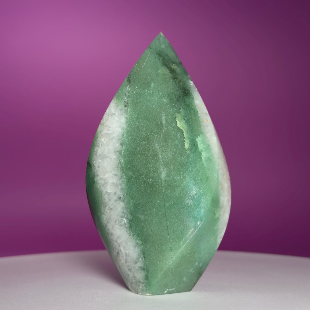 Brazilian Green Aventurine Flame – Prosperity Luck Crystal Display