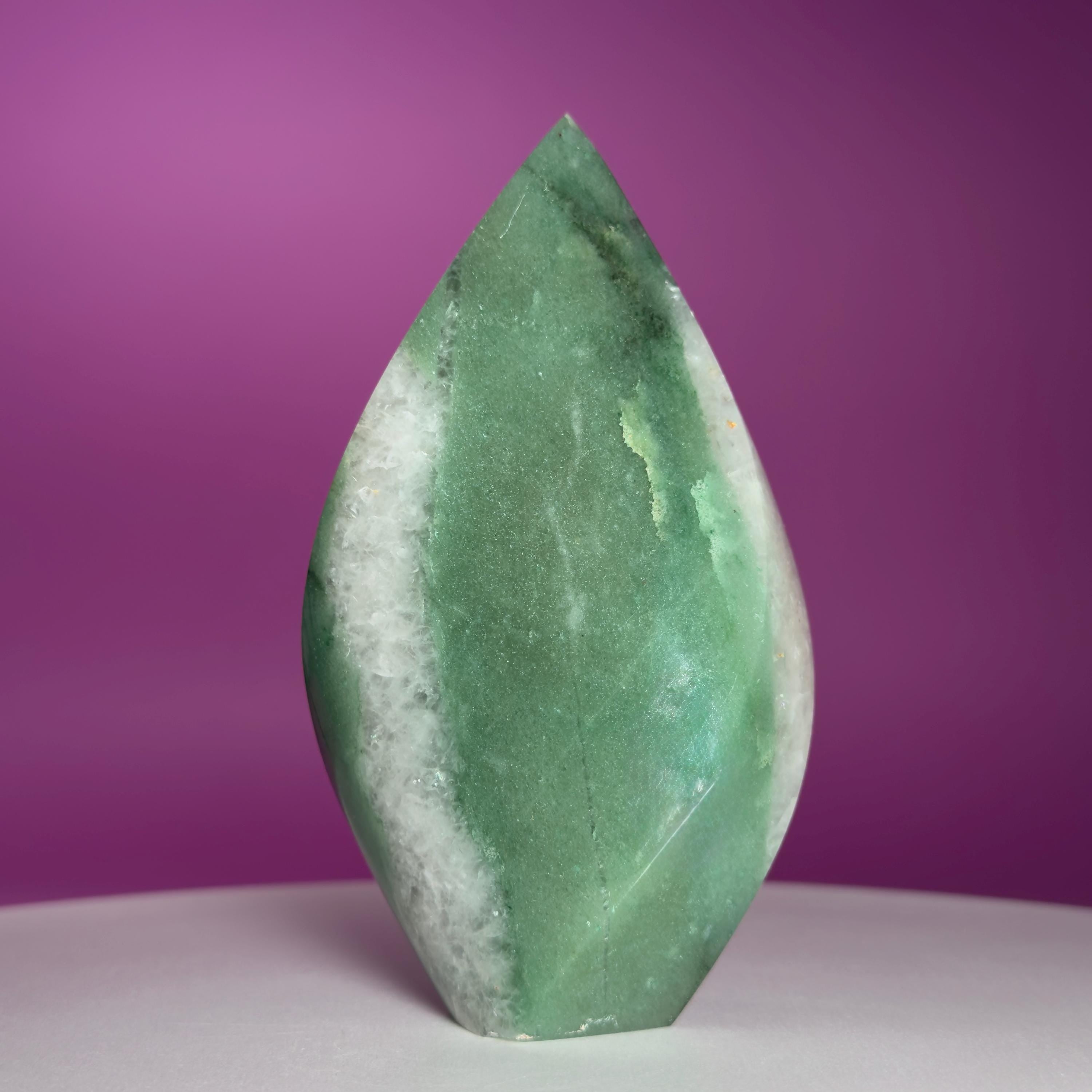 Brazilian Green Aventurine Flame – Prosperity Luck Crystal Display