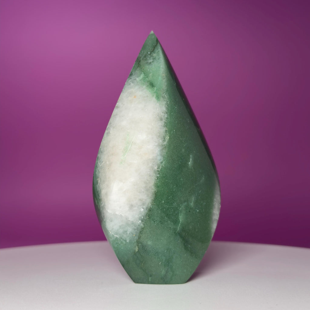 Brazilian Green Aventurine Flame – Prosperity Luck Crystal Display