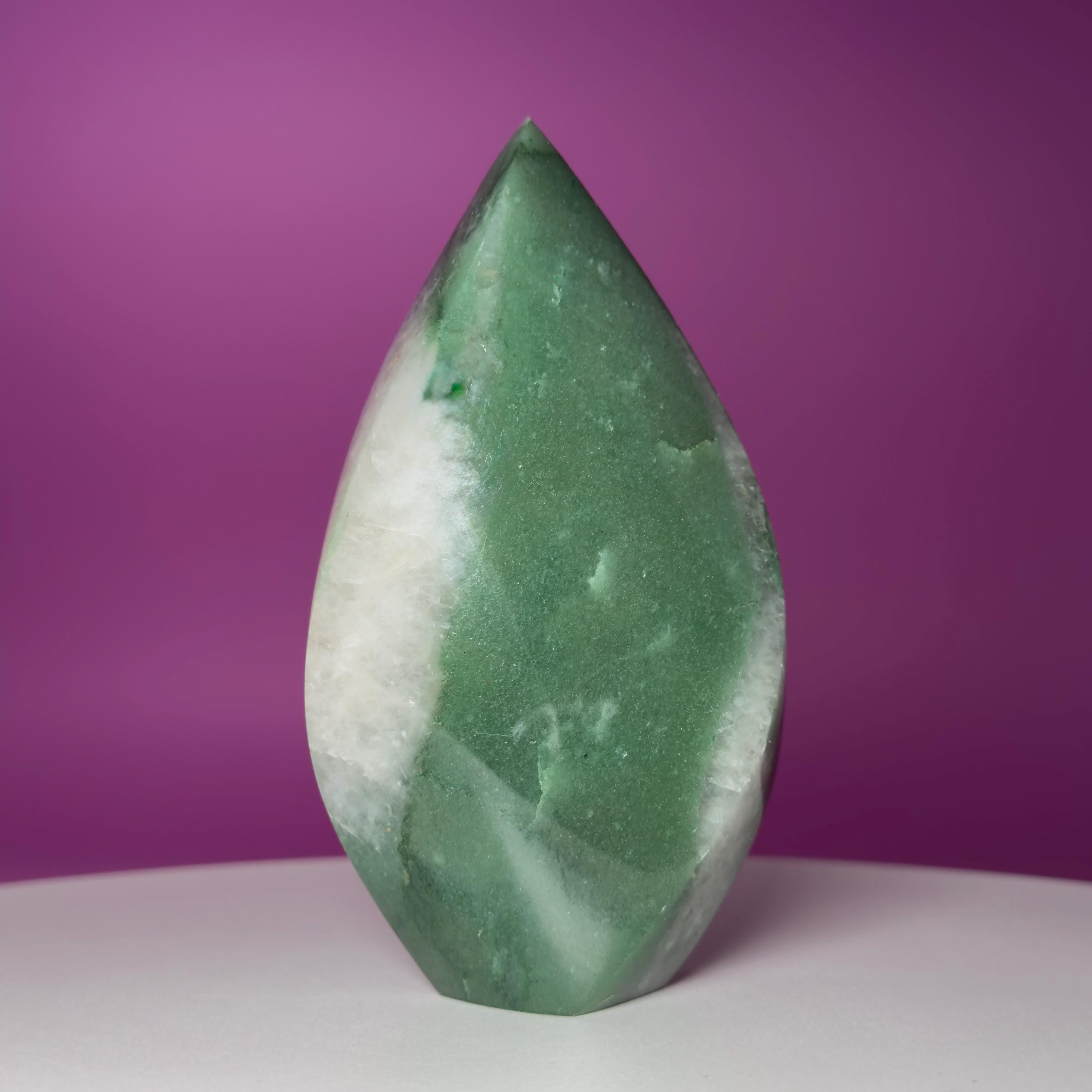 Brazilian Green Aventurine Flame – Prosperity Luck Crystal Display