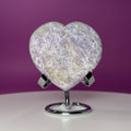Lepidolite Crystal Heart with Smoky Quartz – Calming Healing Stone Display 300g