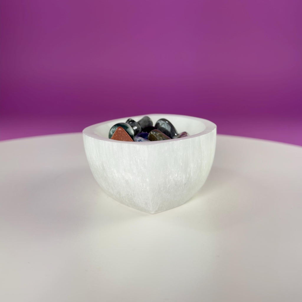 Selenite Tear Shaped Charging Bowl – Crystal Cleansing Dish 270g