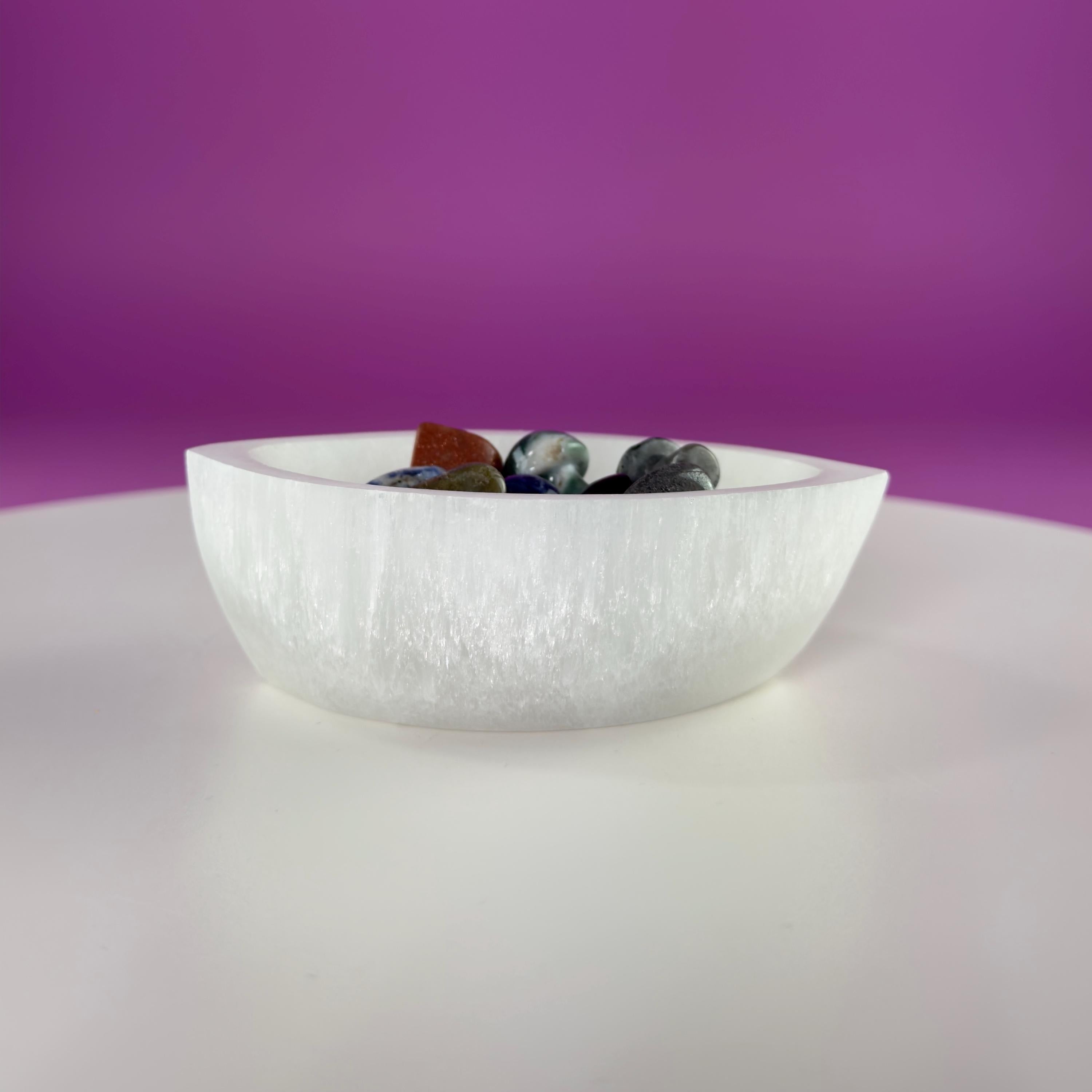 Selenite Tear Shaped Charging Bowl – Crystal Cleansing Dish 270g