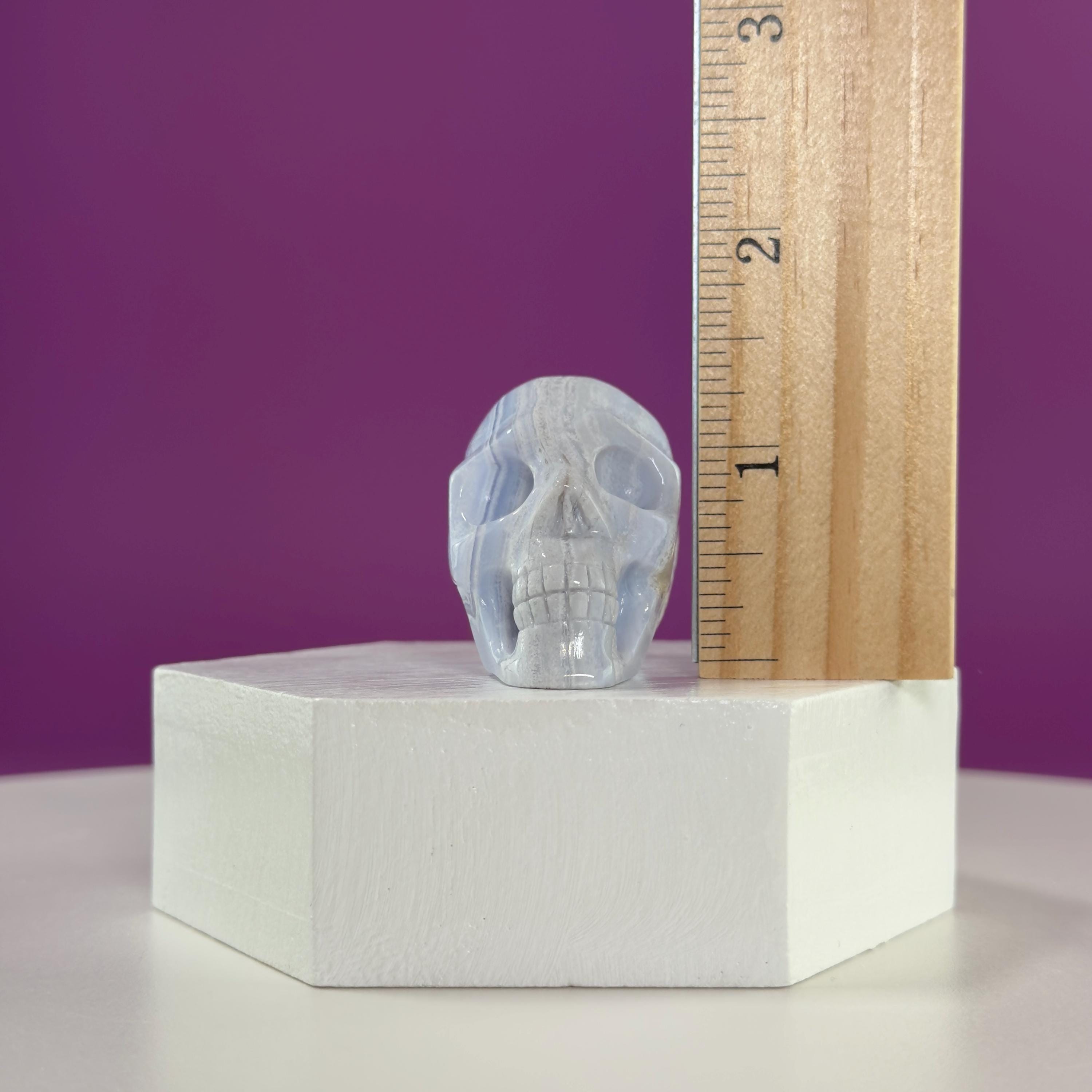 Blue Lace Agate Skull Carving | Polished Crystal Skull for Calm & Communication