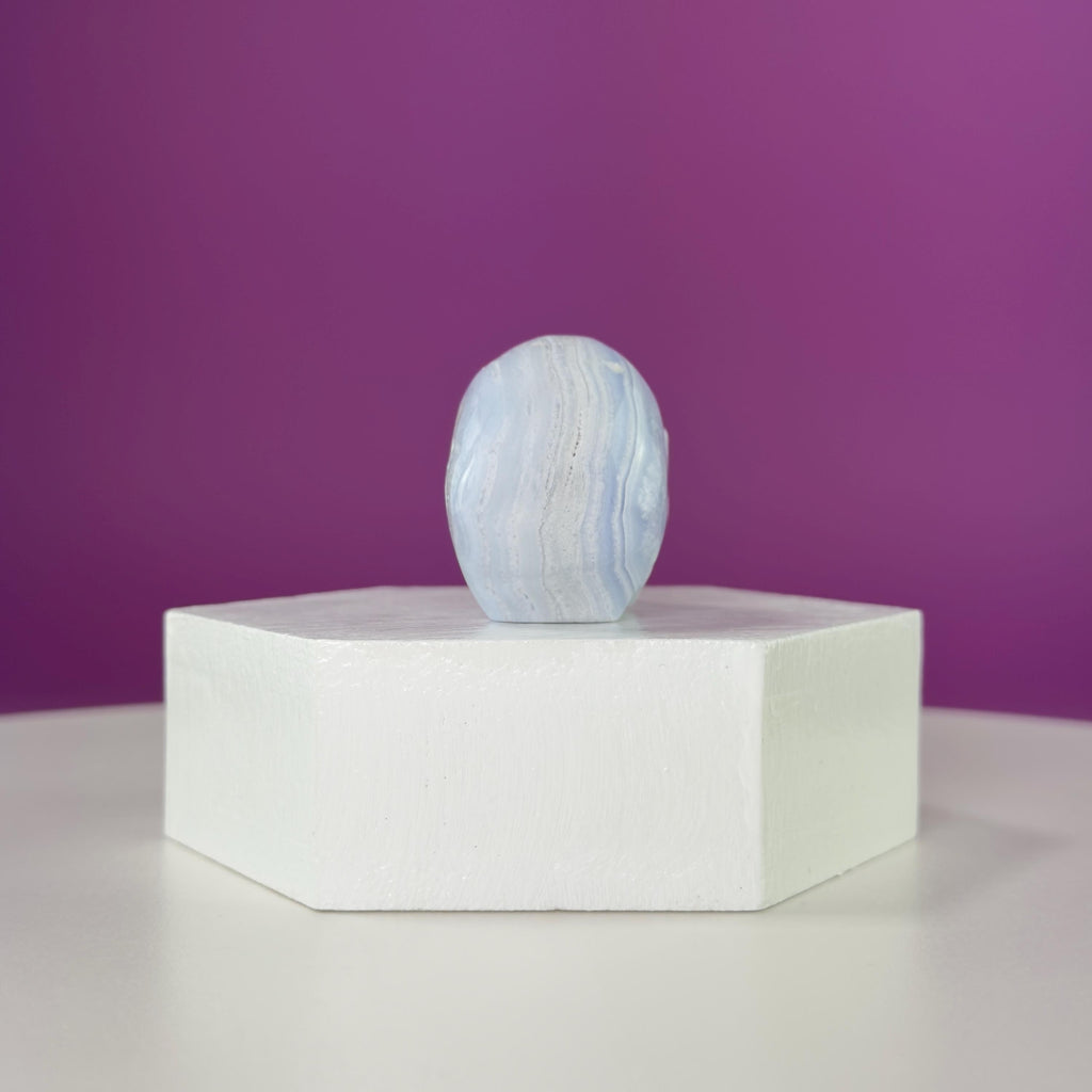 Blue Lace Agate Skull Carving | Polished Crystal Skull for Calm & Communication