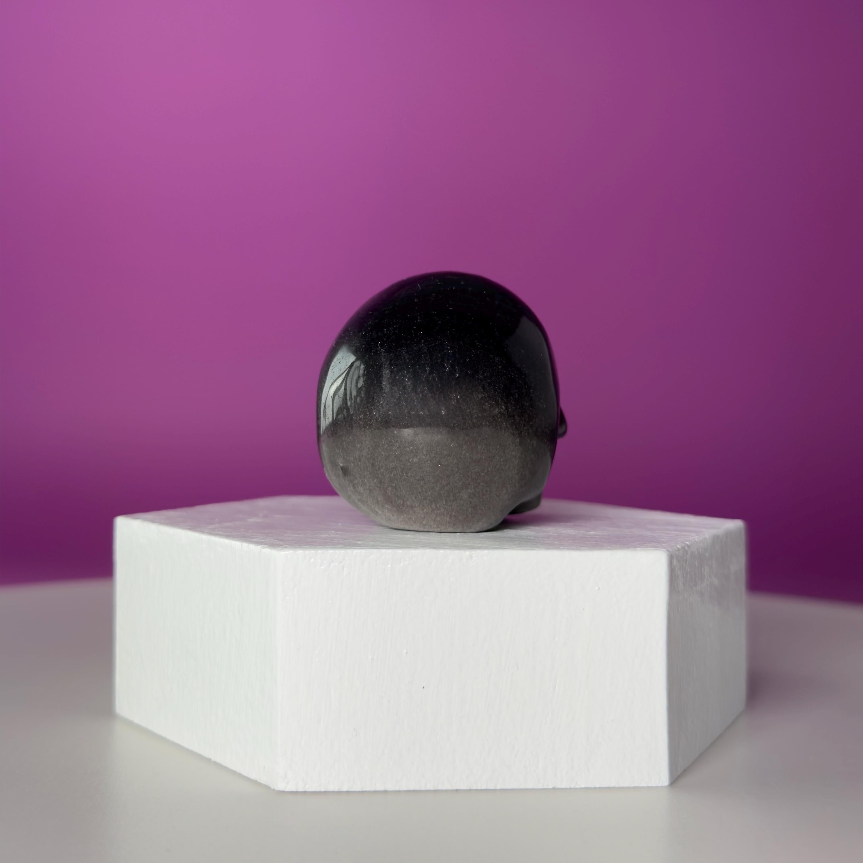 Silver Sheen Obsidian Skull Carving | Polished Crystal Skull for Protection & Grounding