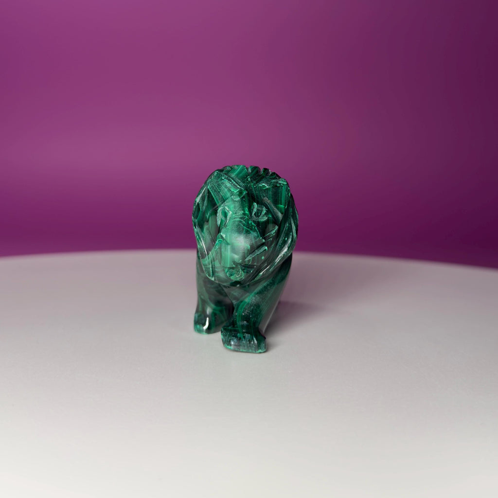 Malachite Lion Carving – 164g Hand Carved Crystal for Strength & Protection