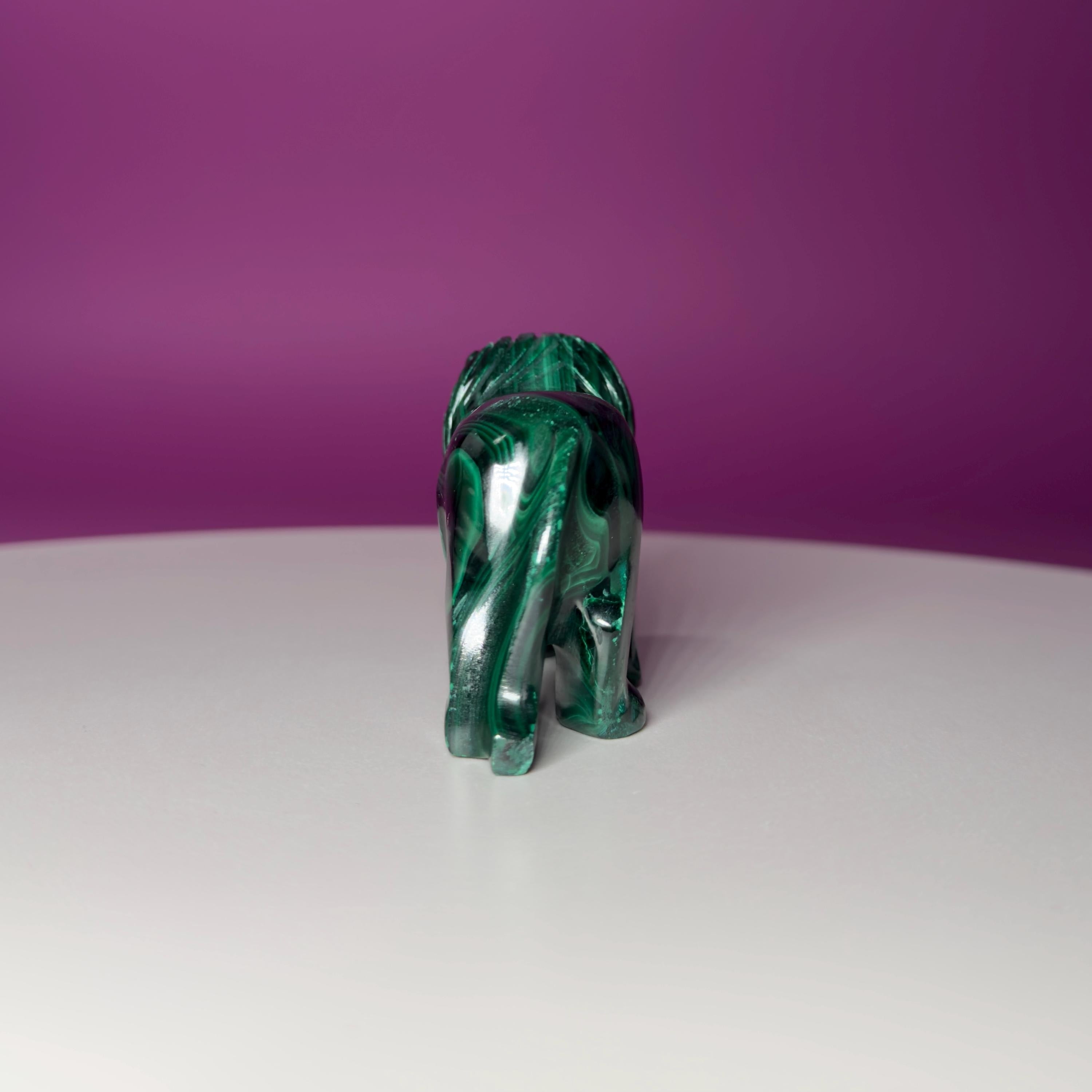 Malachite Lion Carving – 164g Hand Carved Crystal for Strength & Protection