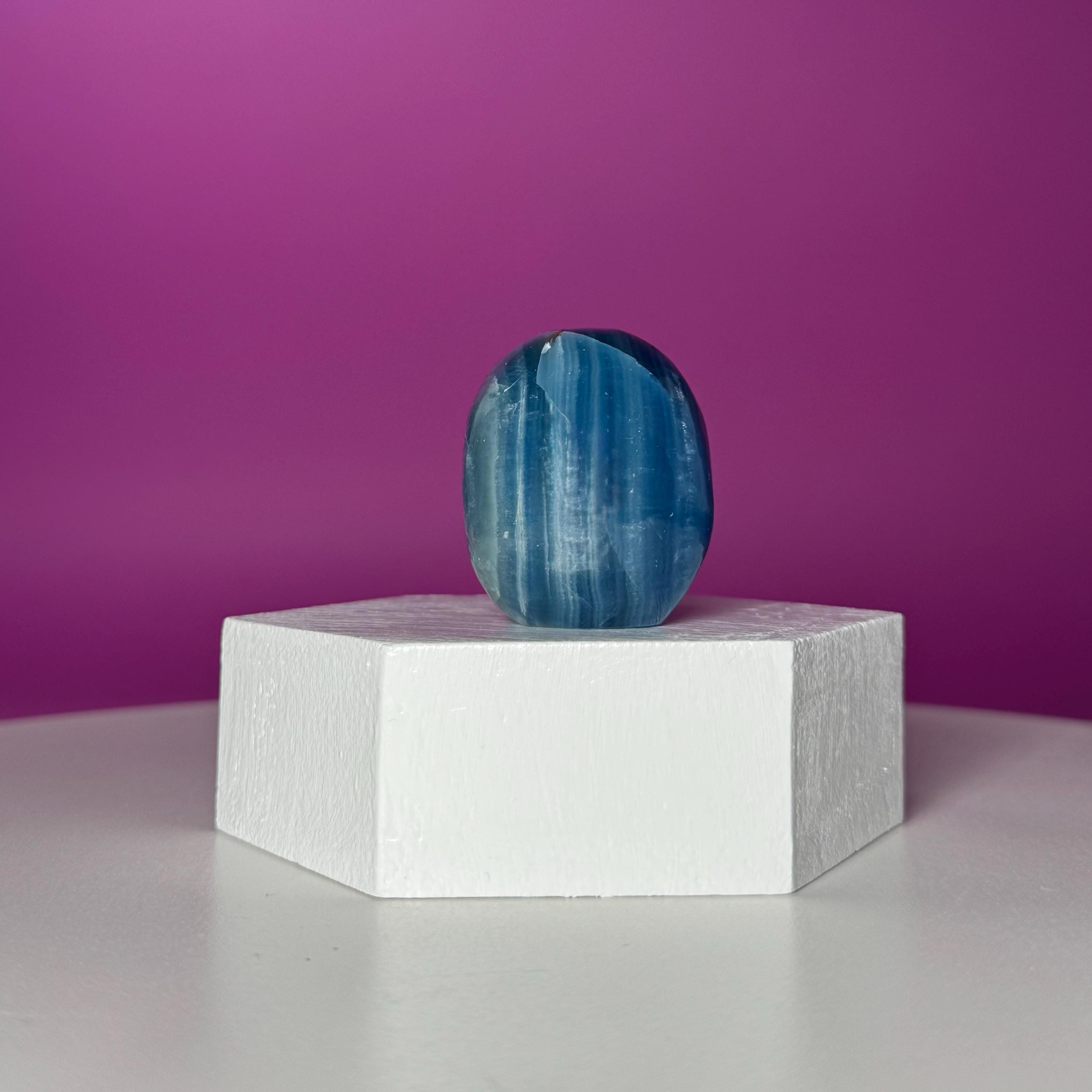 Blue Onyx Skull Carving | Polished Crystal Skull for Strength & Focus