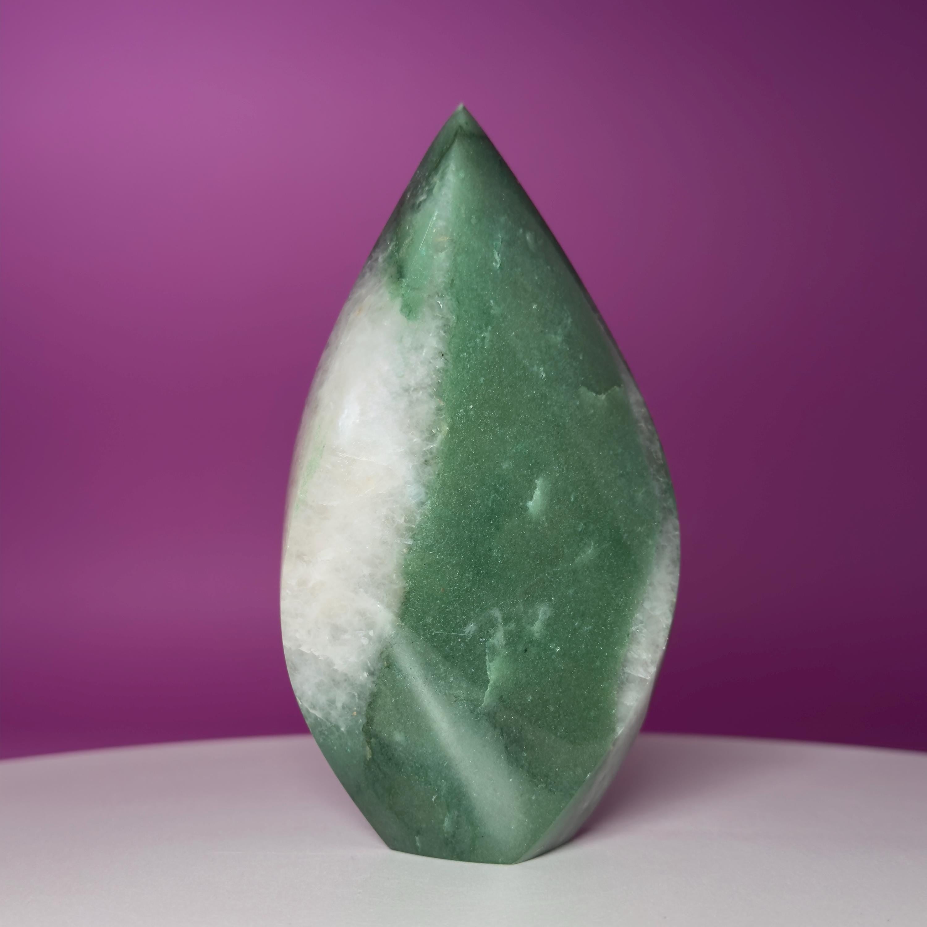 Brazilian Green Aventurine Flame – Prosperity Luck Crystal Display