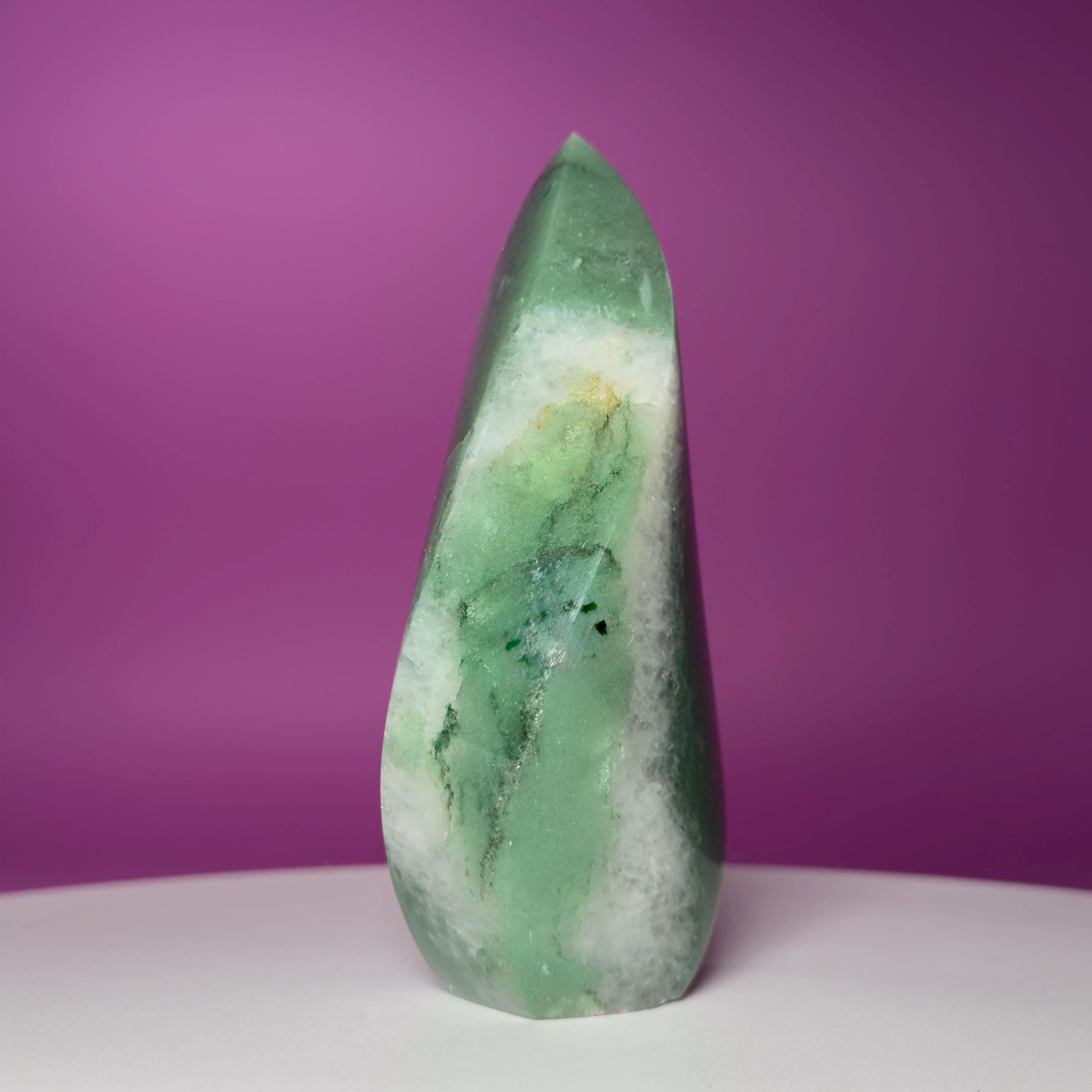 Brazilian Green Aventurine Flame – Prosperity Luck Crystal Display