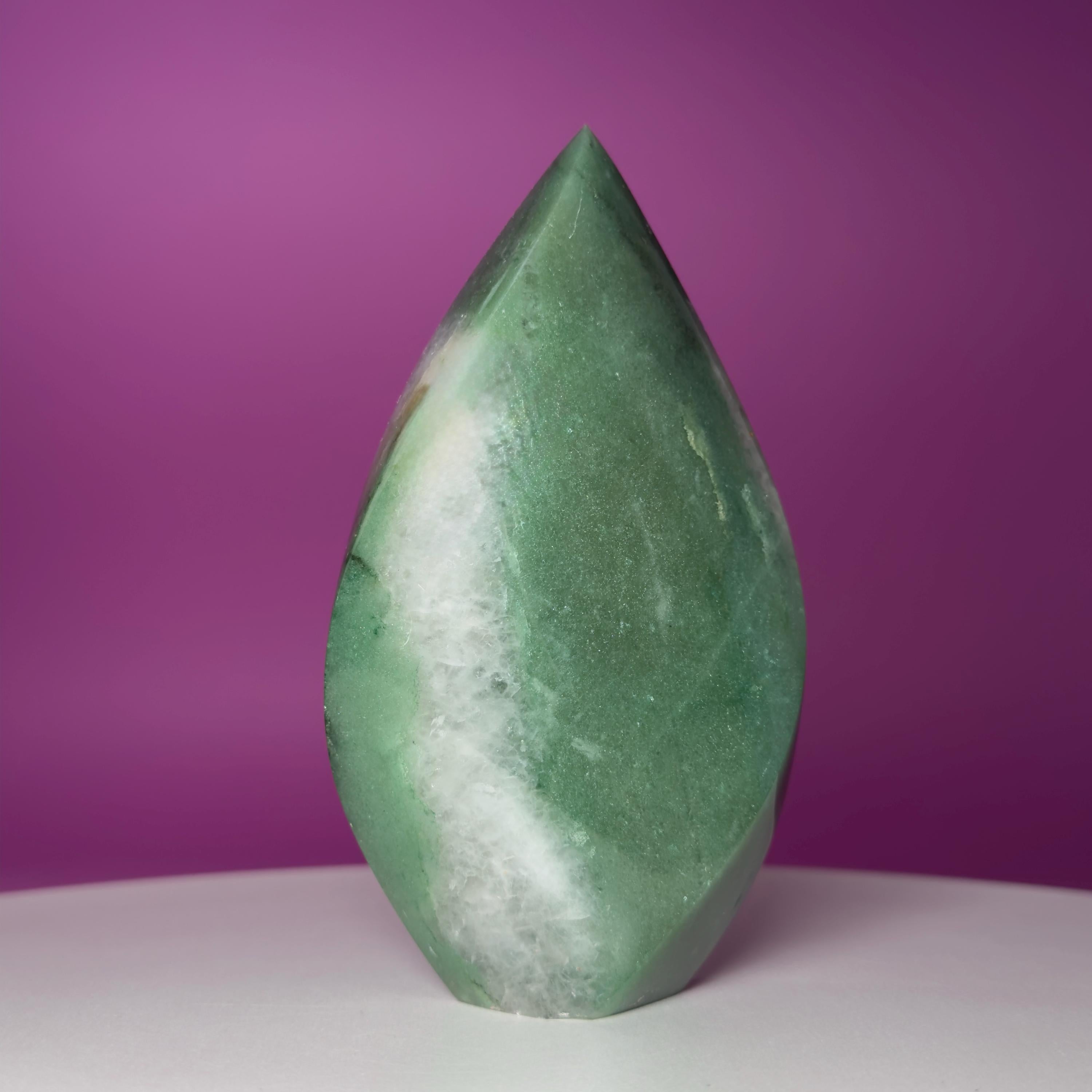 Brazilian Green Aventurine Flame – Prosperity Luck Crystal Display