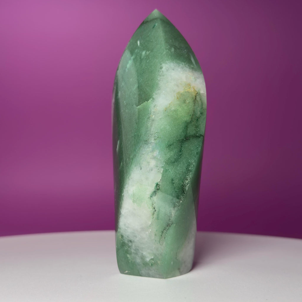 Brazilian Green Aventurine Flame – Prosperity Luck Crystal Display