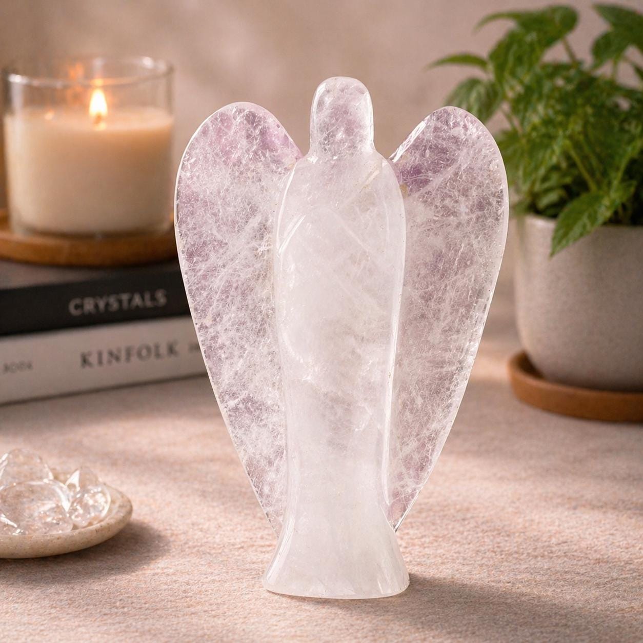 Quartz Angel Carving – 1030g Clear Quartz Guardian Angel Statue