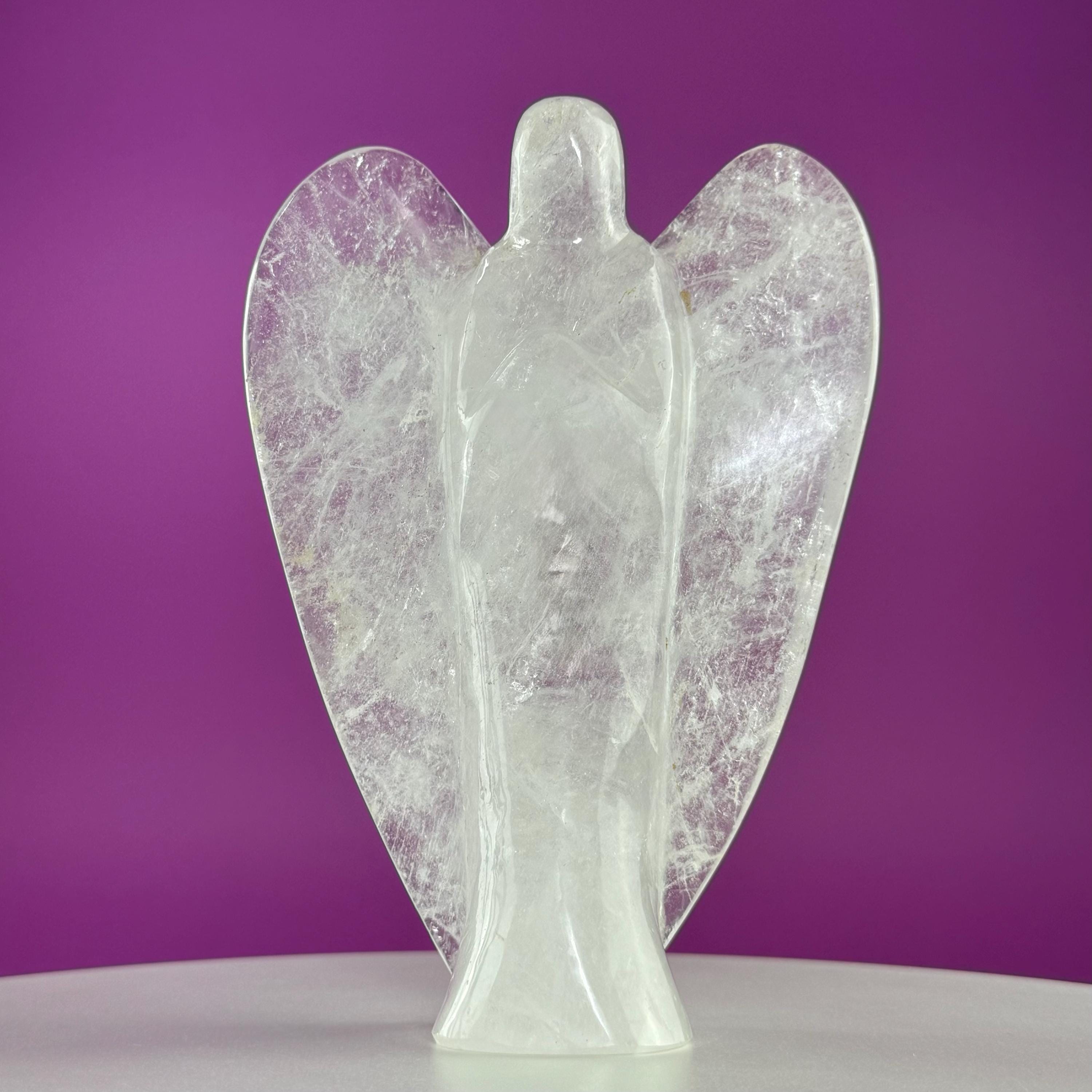 Quartz Angel Carving – 1030g Clear Quartz Guardian Angel Statue