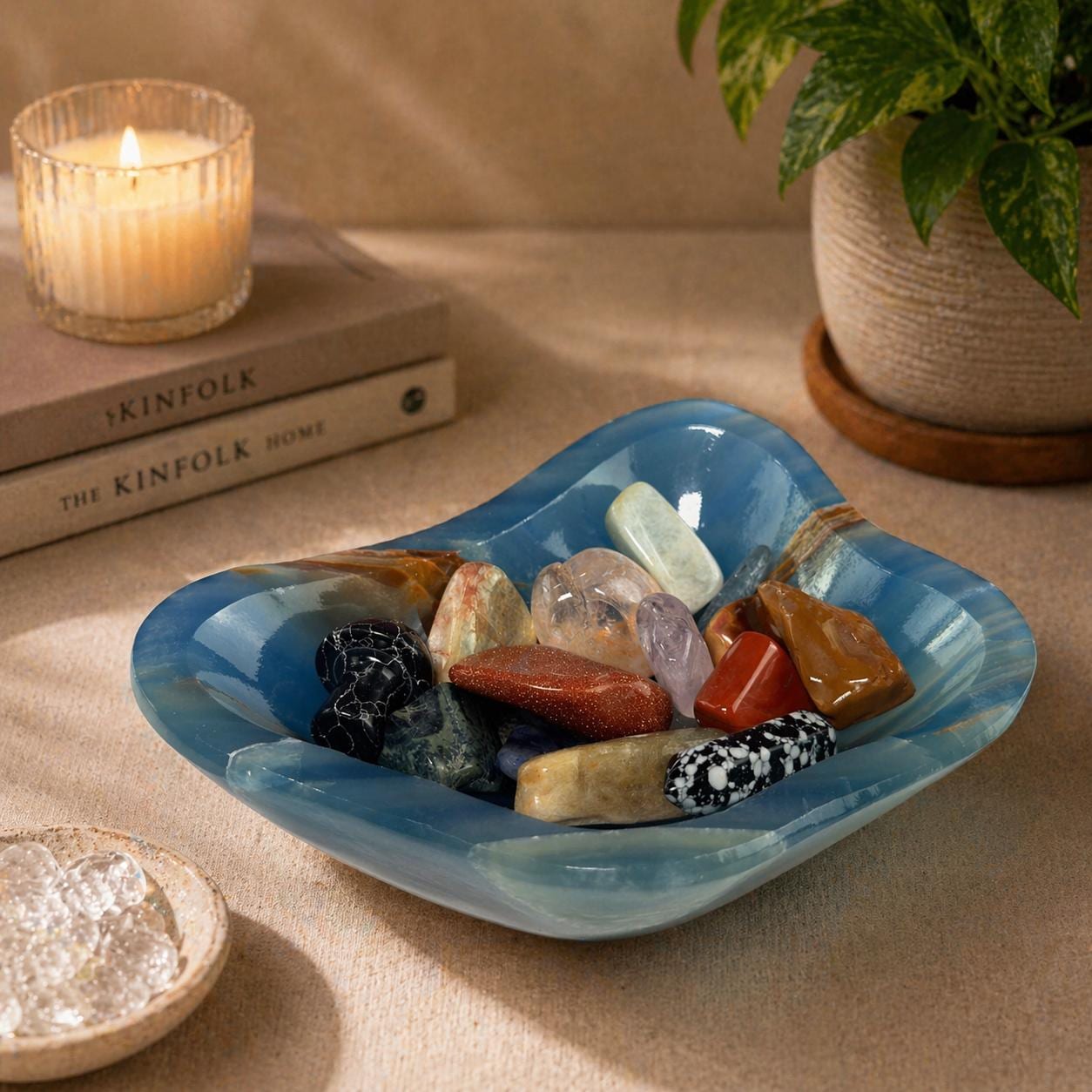 Blue Onyx Bowl – Crystal Dish for Jewelry, Energy Work & Décor