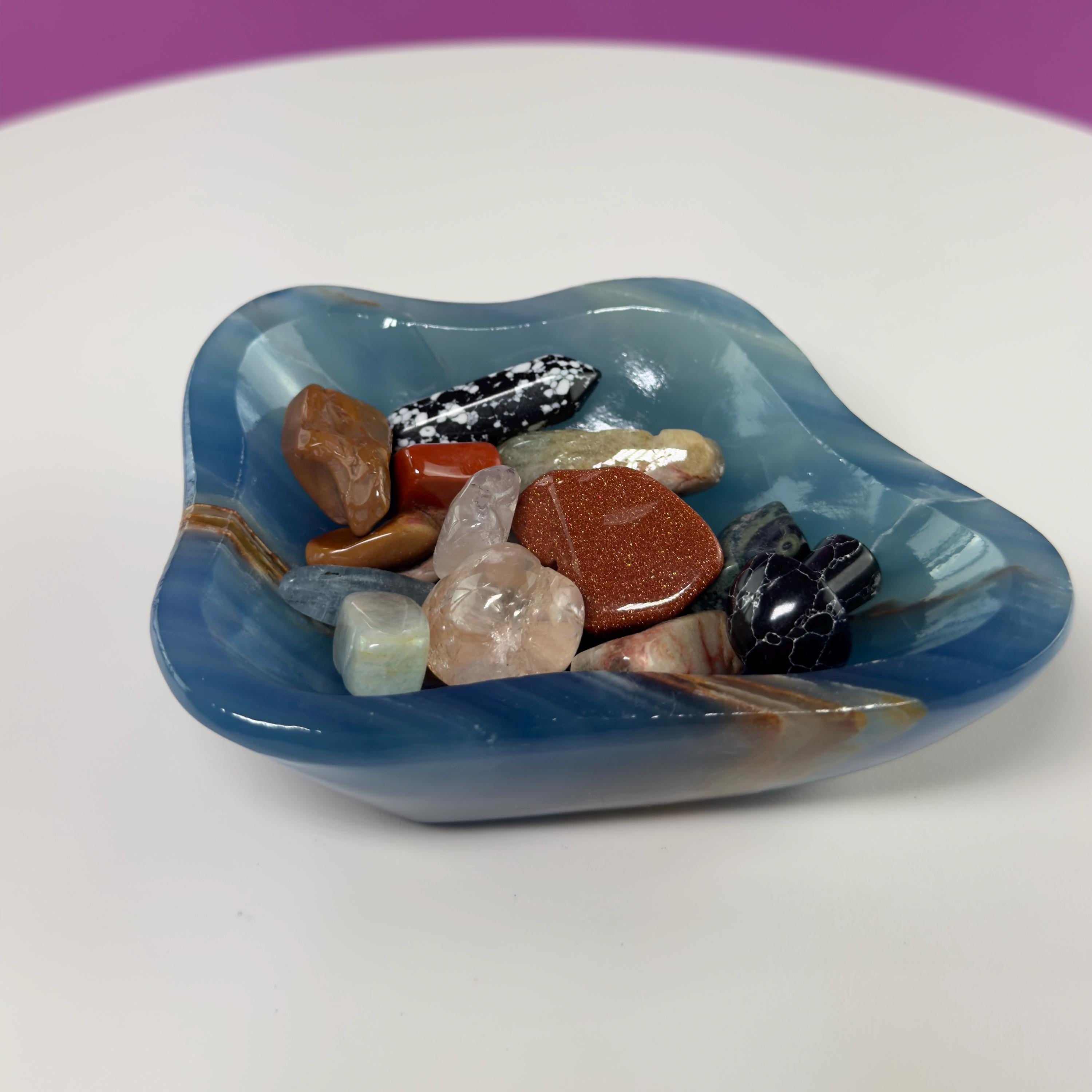 Blue Onyx Bowl – Crystal Dish for Jewelry, Energy Work & Décor