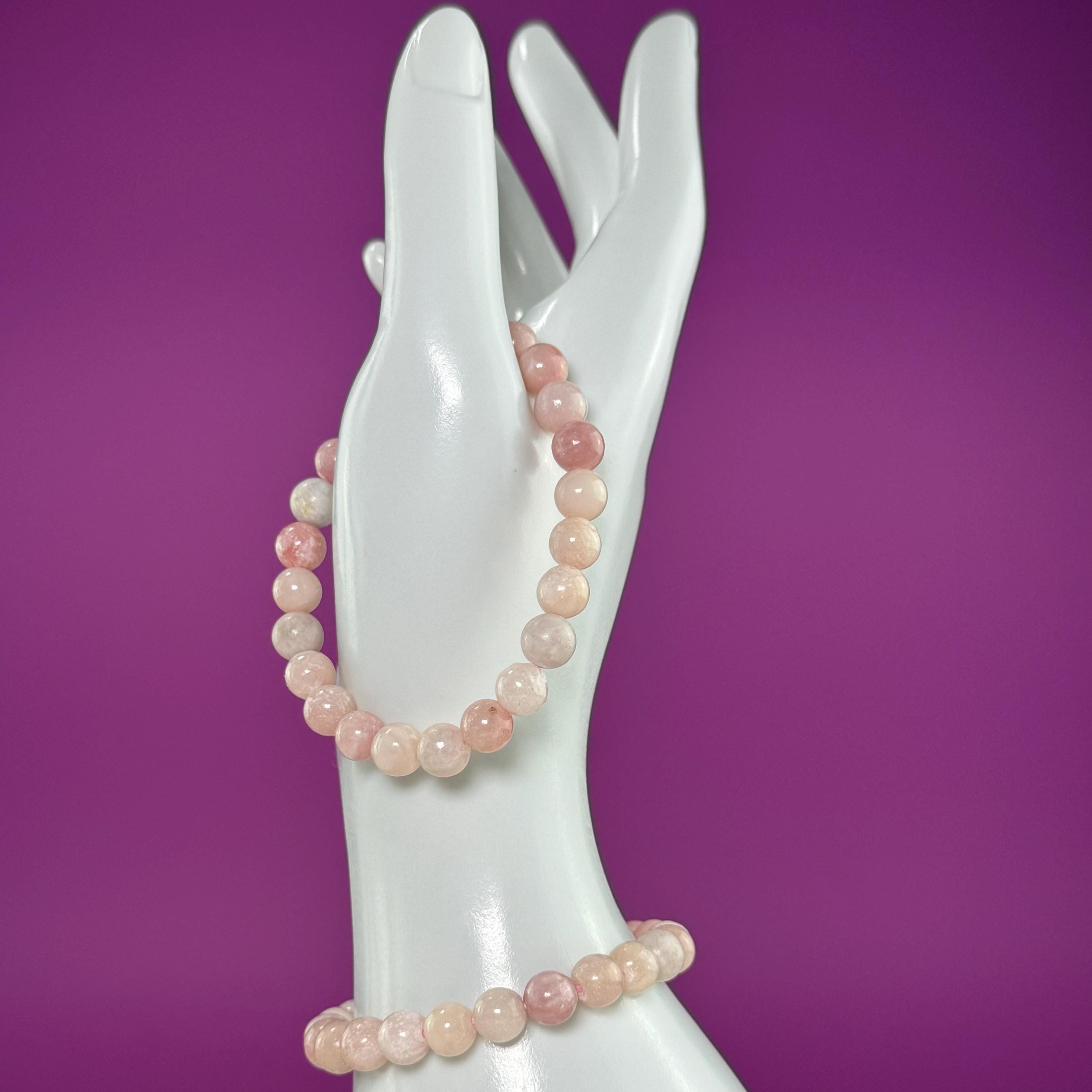 Pink Opal Beaded Bracelet – 8mm Natural Crystal Bracelet for Calm & Emotional Balance