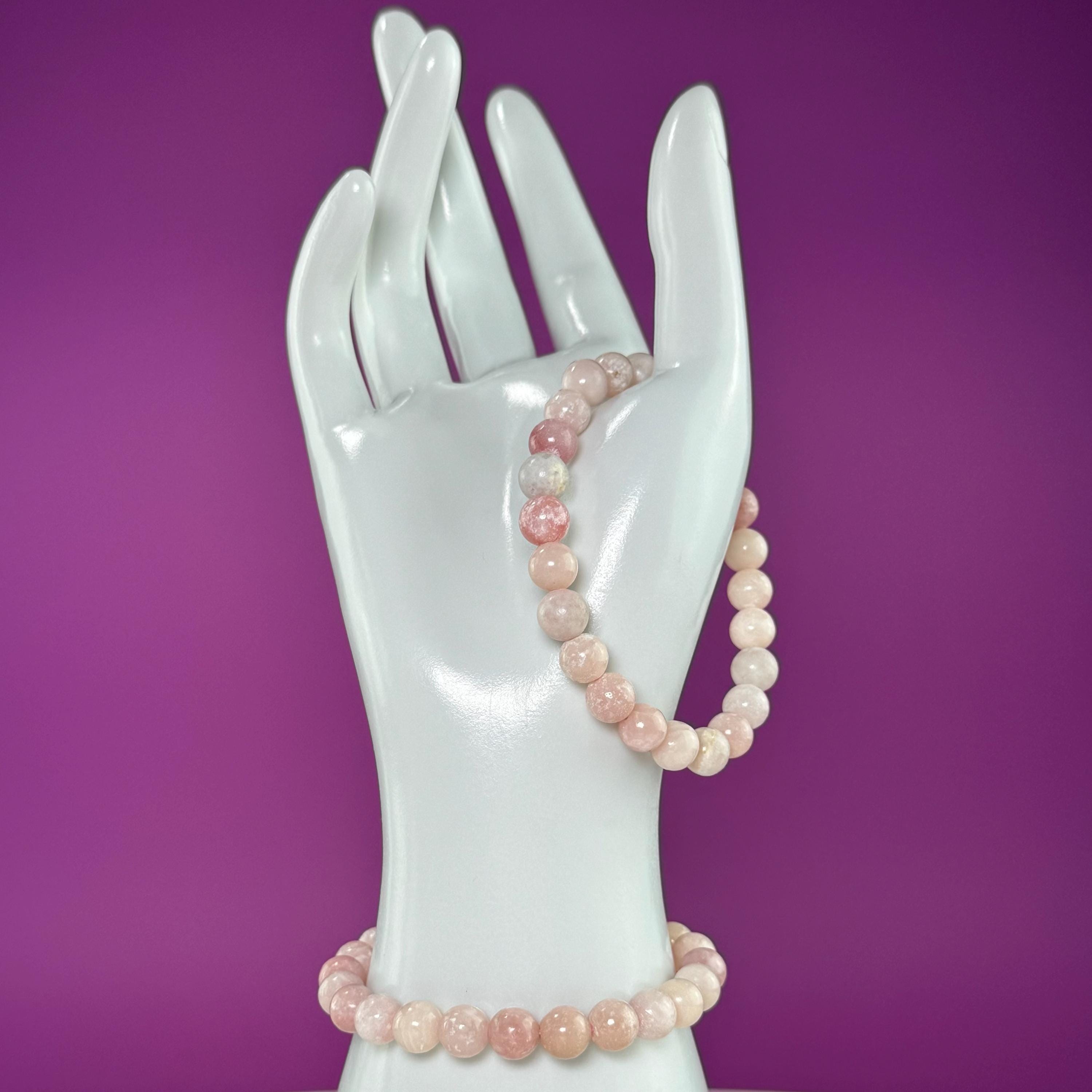Pink Opal Beaded Bracelet – 8mm Natural Crystal Bracelet for Calm & Emotional Balance