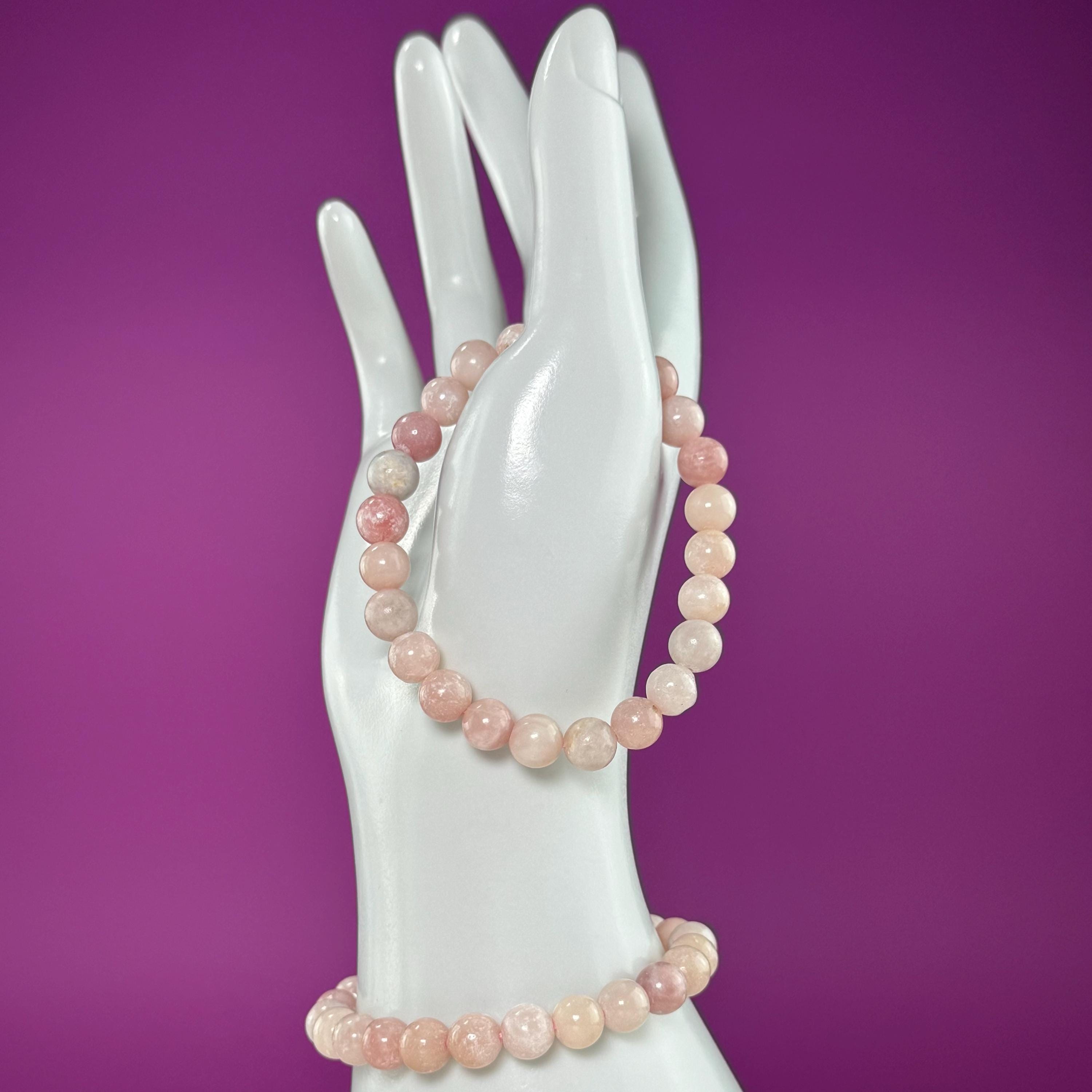 Pink Opal Beaded Bracelet – 8mm Natural Crystal Bracelet for Calm & Emotional Balance