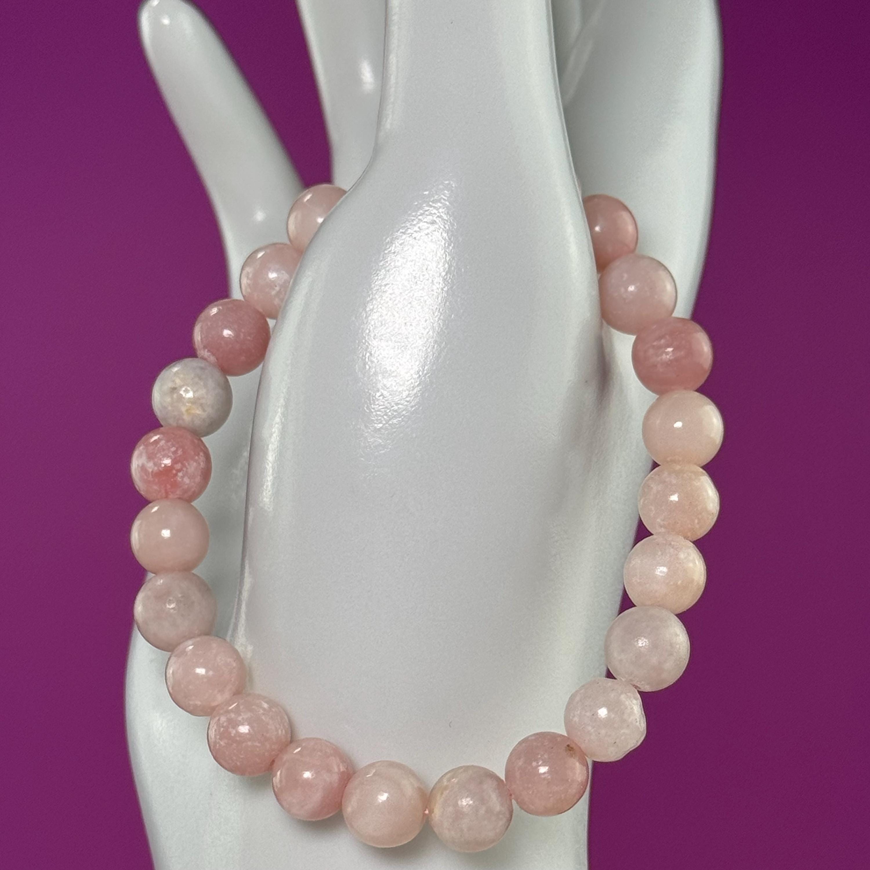 Pink Opal Beaded Bracelet – 8mm Natural Crystal Bracelet for Calm & Emotional Balance