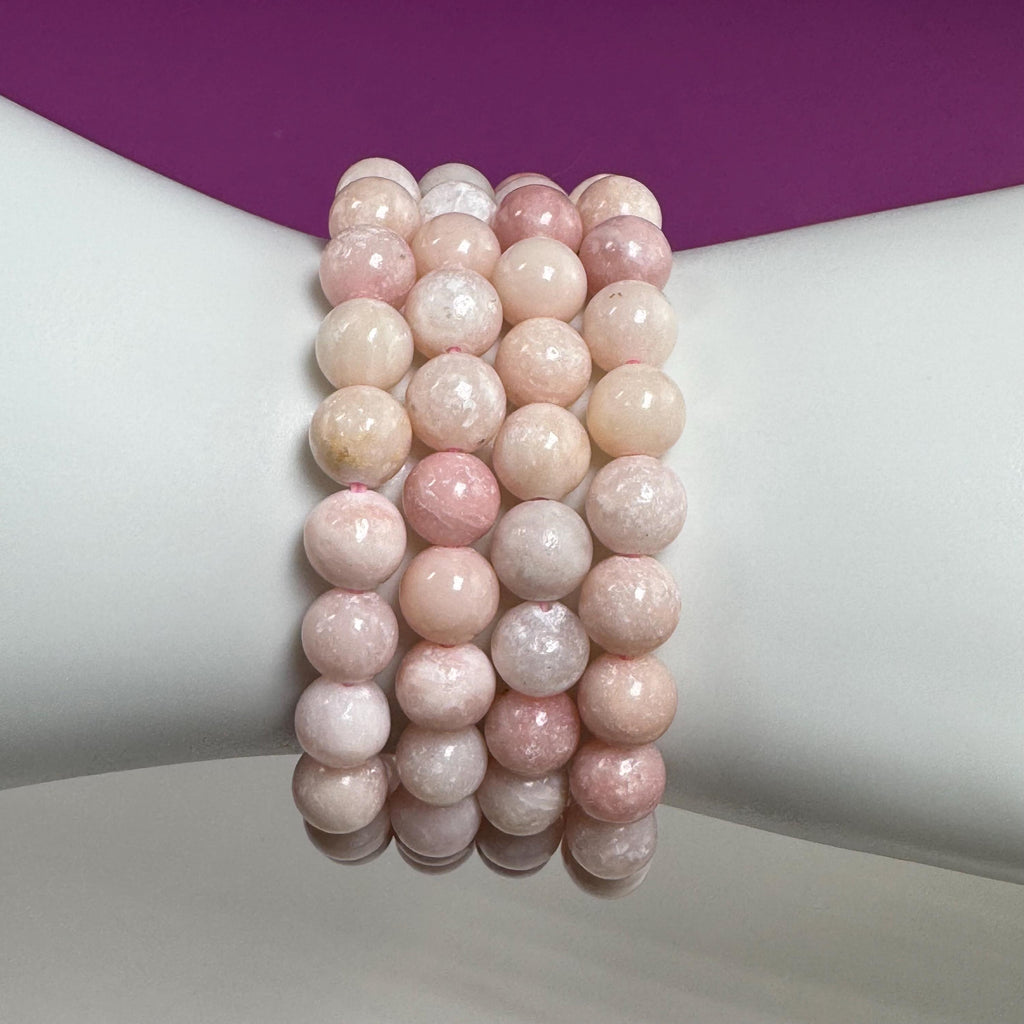 Pink Opal Beaded Bracelet – 8mm Natural Crystal Bracelet for Calm & Emotional Balance