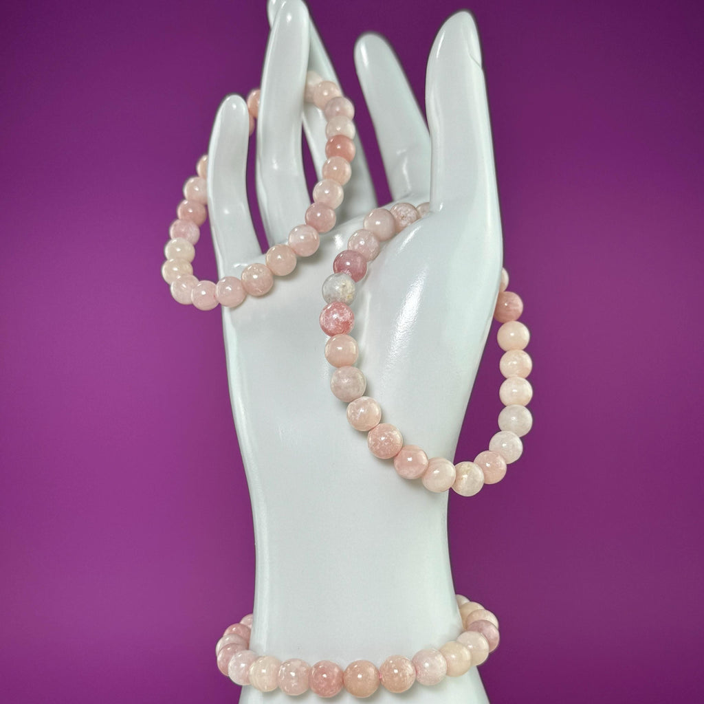 Pink Opal Beaded Bracelet – 8mm Natural Crystal Bracelet for Calm & Emotional Balance