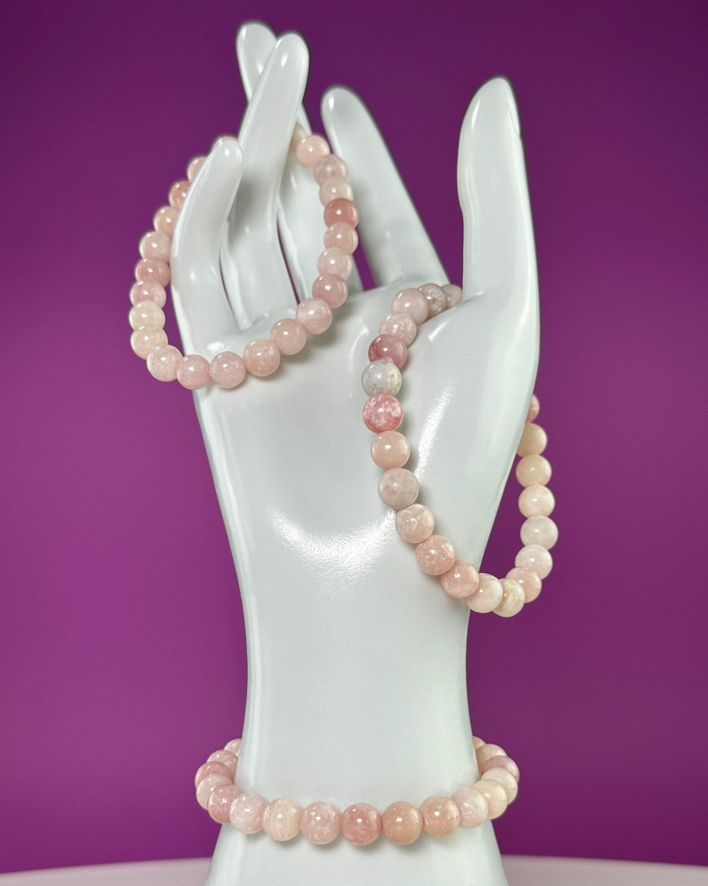 Pink Opal Beaded Bracelet – 8mm Natural Crystal Bracelet for Calm & Emotional Balance