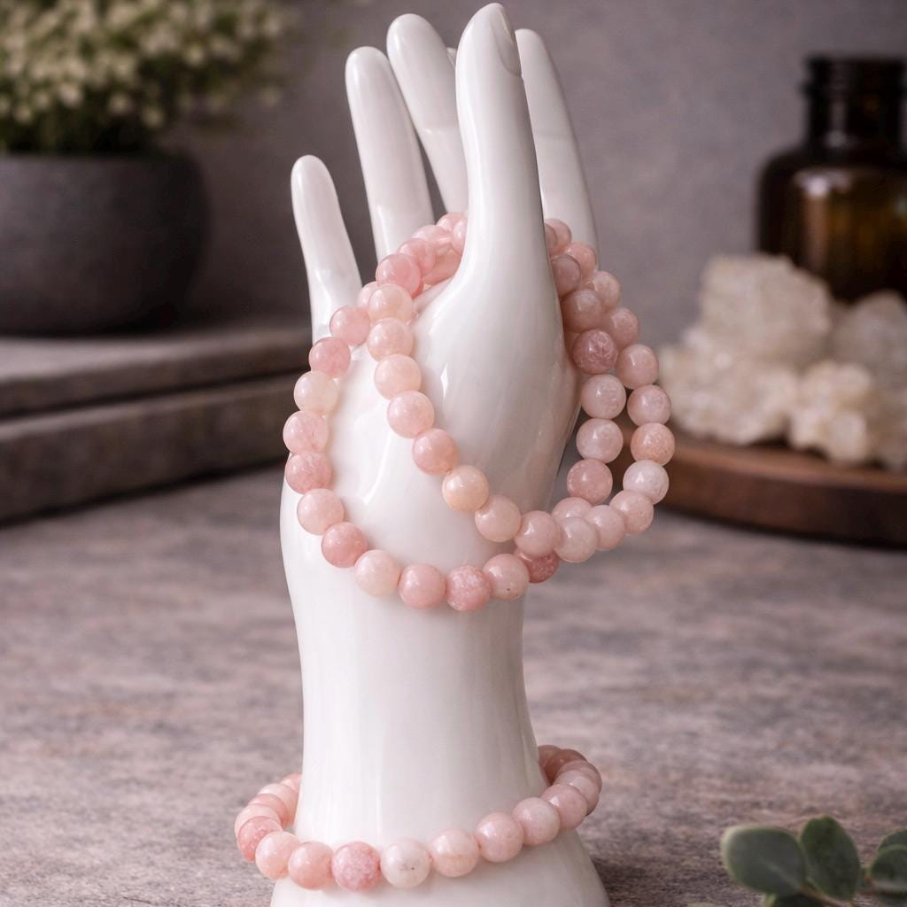 Pink Opal Beaded Bracelet – 8mm Natural Crystal Bracelet for Calm & Emotional Balance