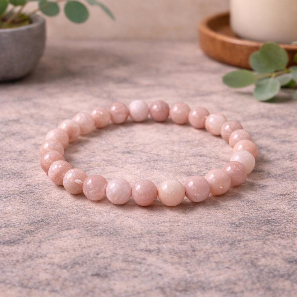 Pink Opal Beaded Bracelet – 8mm Natural Crystal Bracelet for Calm & Emotional Balance