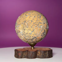 Edge Jasper Sphere 659g with Wood Stand | Mosaic Jasper Crystal Ball Decor Gift