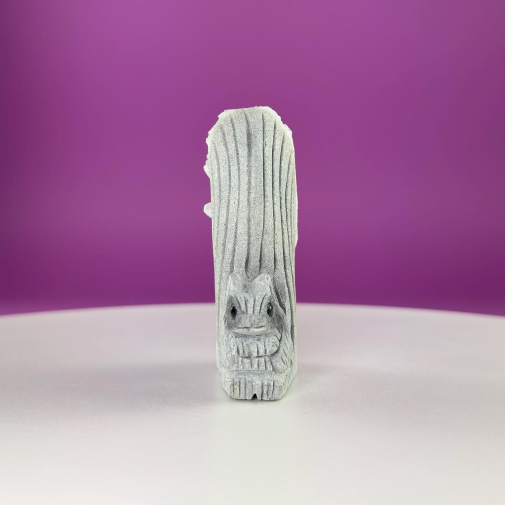 Quartz Squirrel Carving with Natural Crystal Points Tail – 138g Unique Animal Crystal
