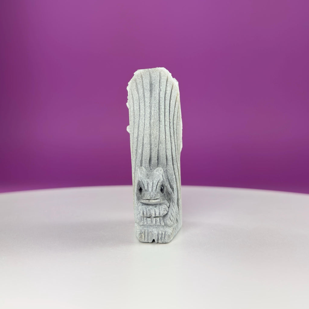 Quartz Squirrel Carving with Natural Crystal Points Tail – 138g Unique Animal Crystal