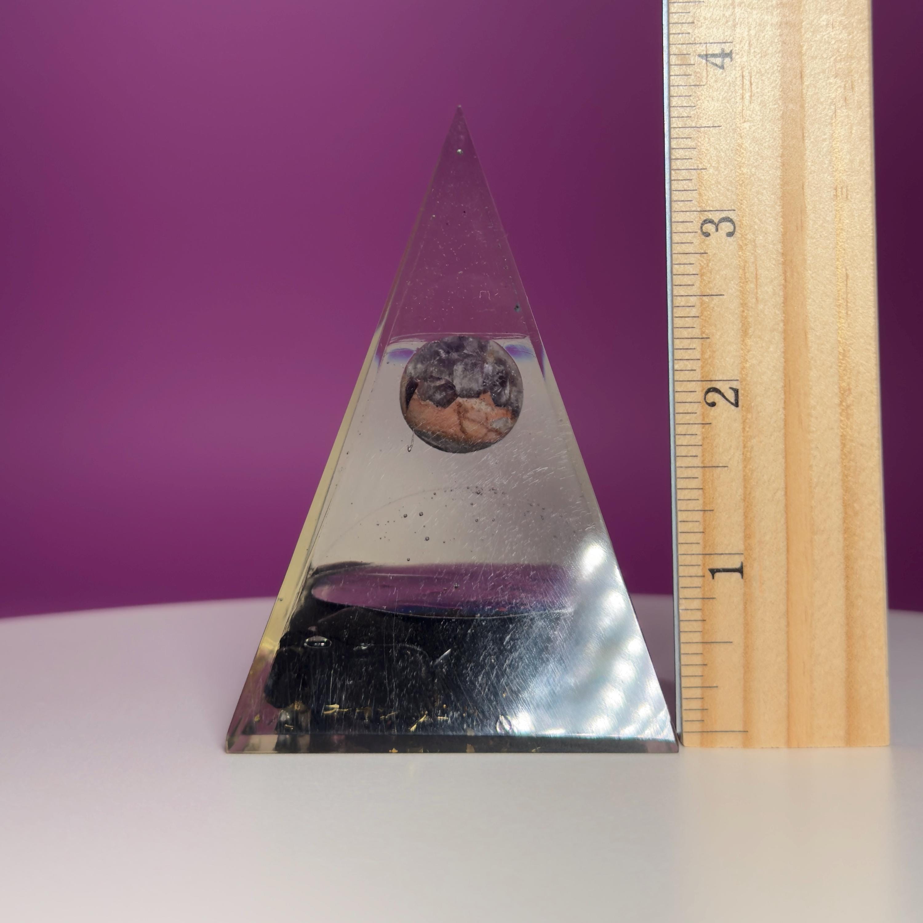 Shungite Orgone Pyramid with Amethyst Sphere | Tree of Life Décor