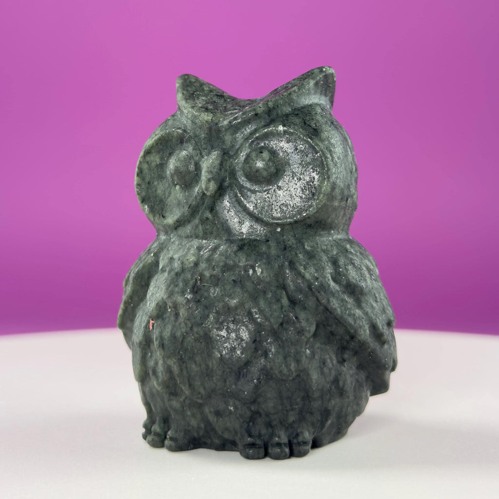 Jade Owl Carving | Wisdom & Protection Crystal Statue