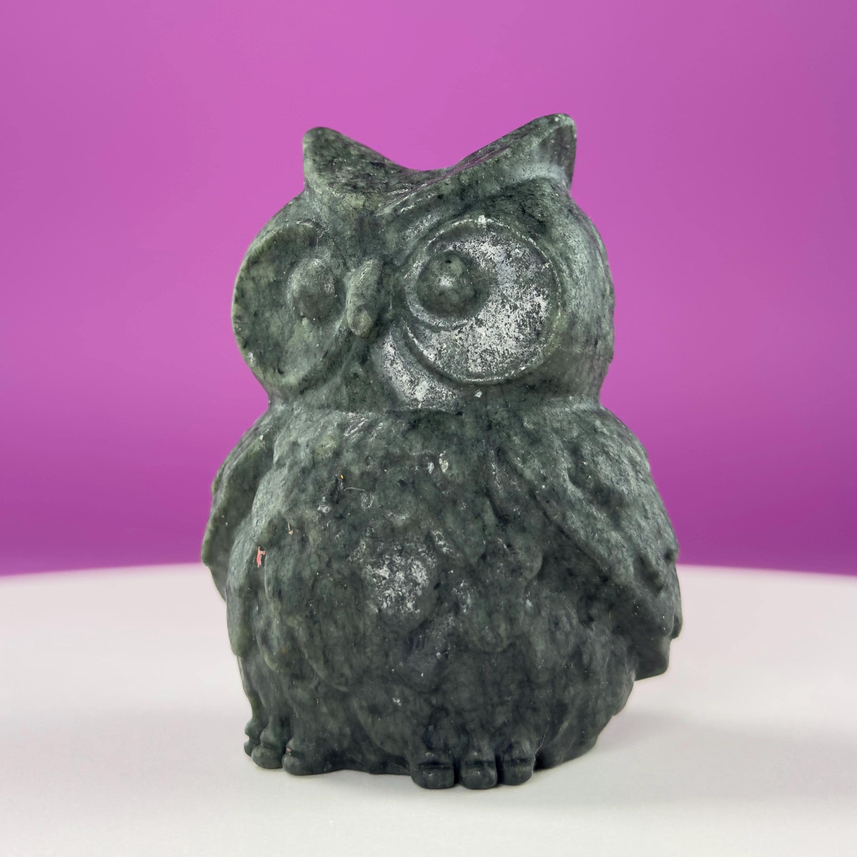 Jade Owl Carving | Wisdom & Protection Crystal Statue