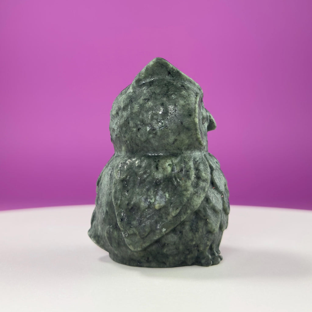 Jade Owl Carving | Wisdom & Protection Crystal Statue