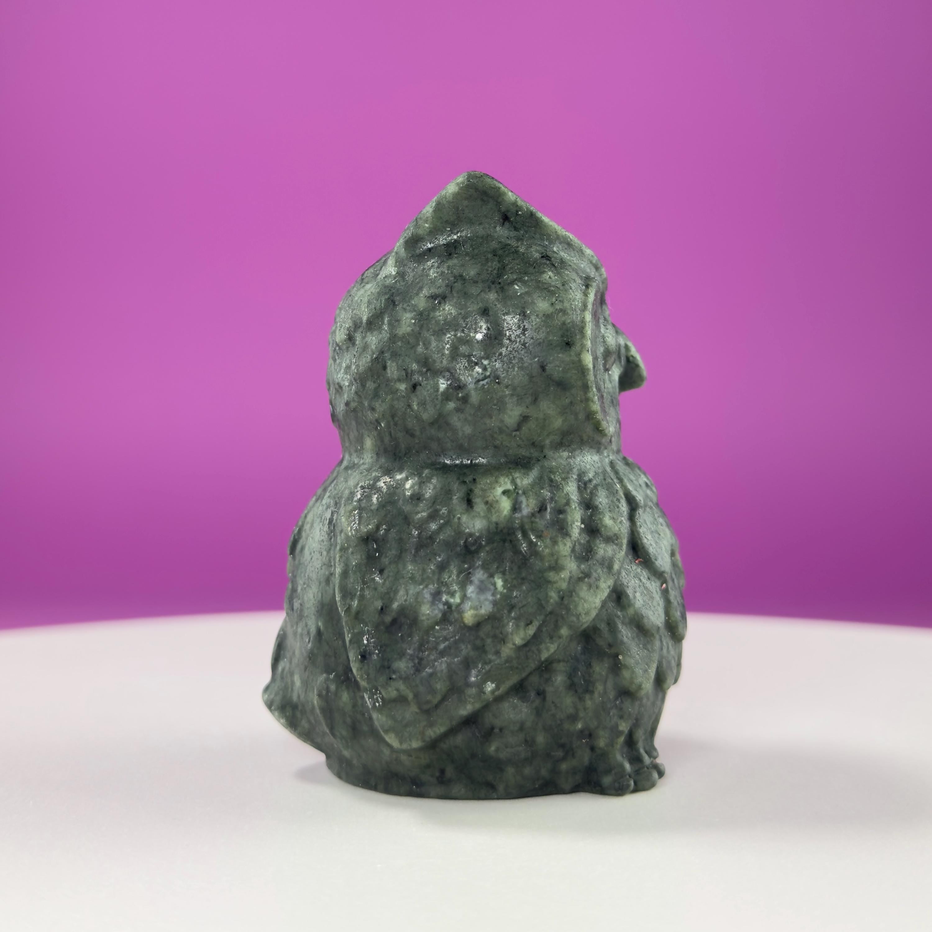Jade Owl Carving | Wisdom & Protection Crystal Statue