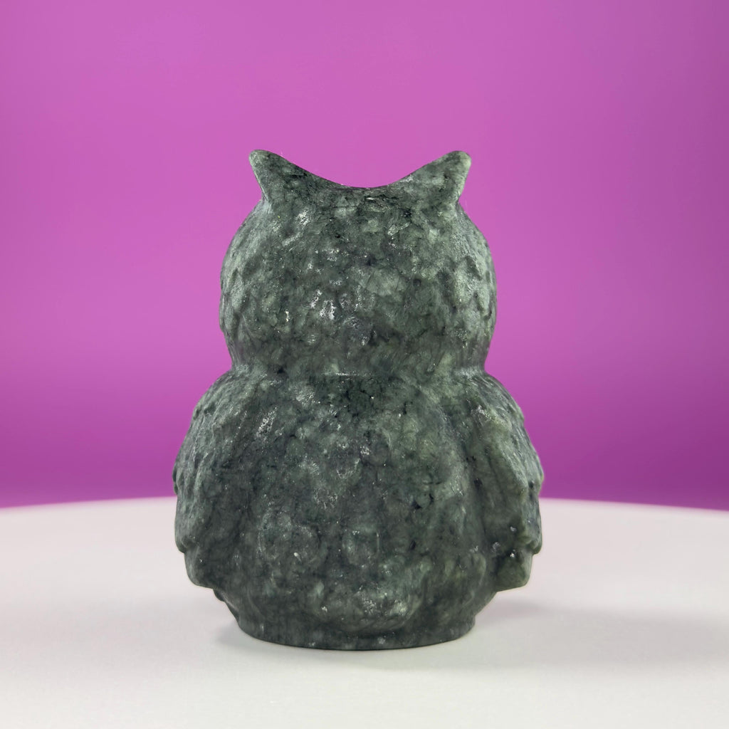 Jade Owl Carving | Wisdom & Protection Crystal Statue