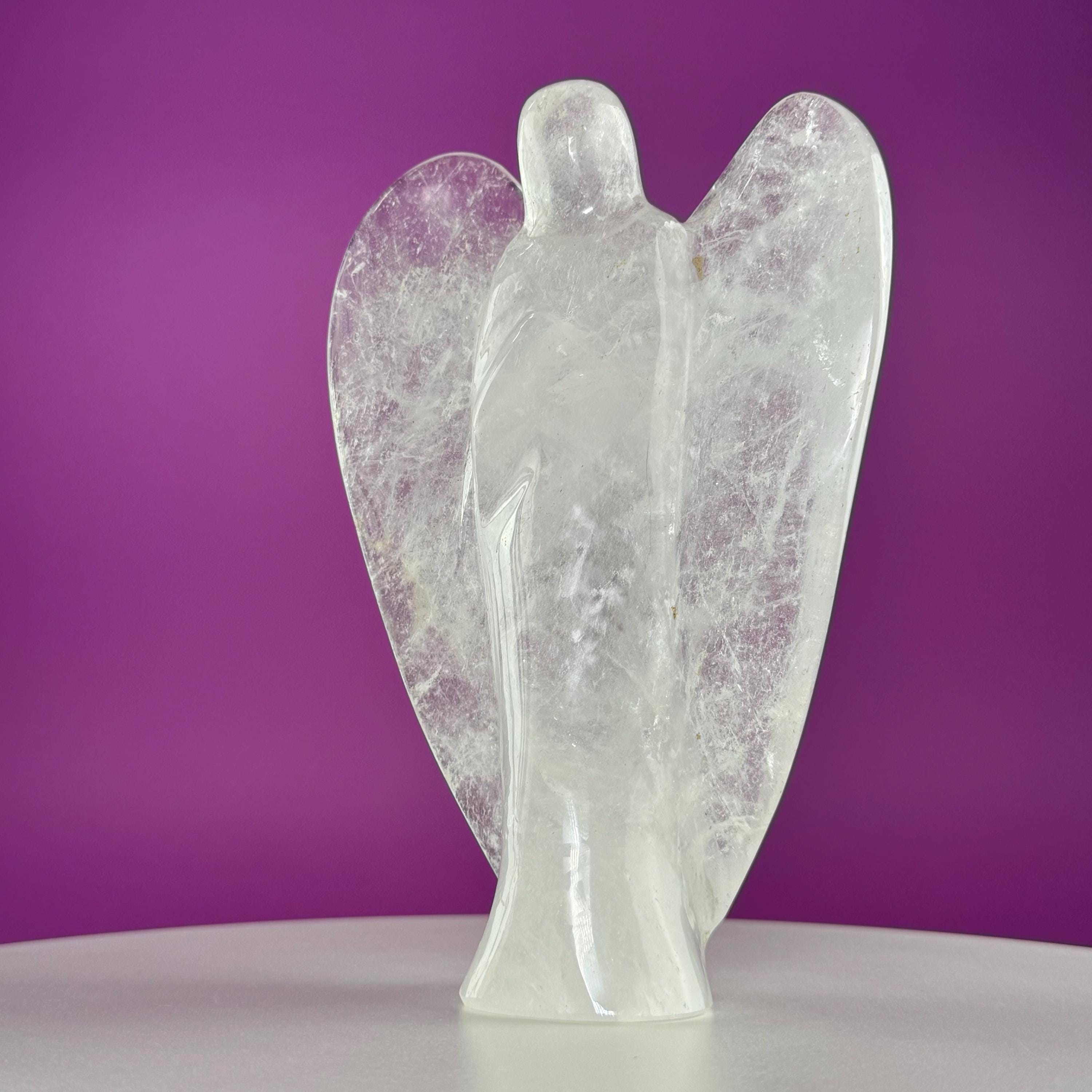 Quartz Angel Carving – 1030g Clear Quartz Guardian Angel Statue
